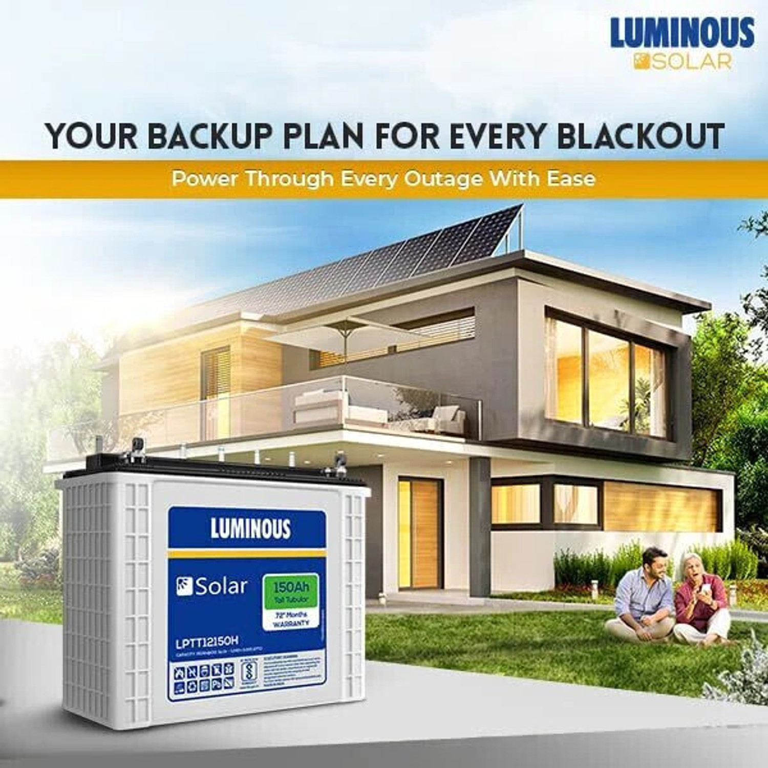Image of LUMINOUS 72 Months Warranty Tubular Inverter Battery