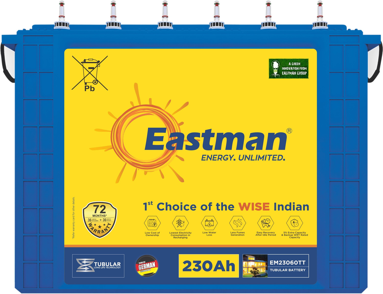 Image of EASTMAN 72 Months Warranty Tubular Inverter Battery