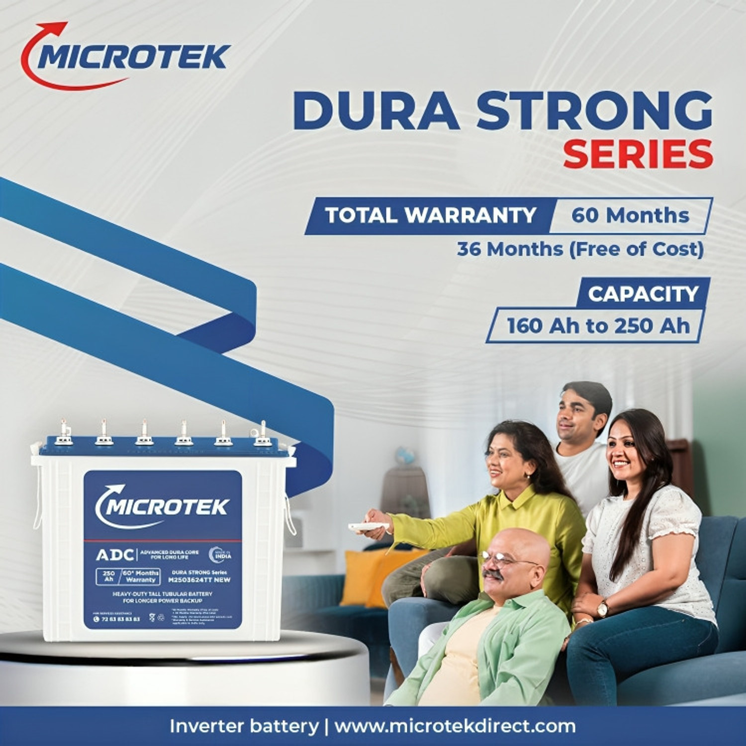 Image of Microtek 60 Months Warranty Tall Tubular Inverter Battery