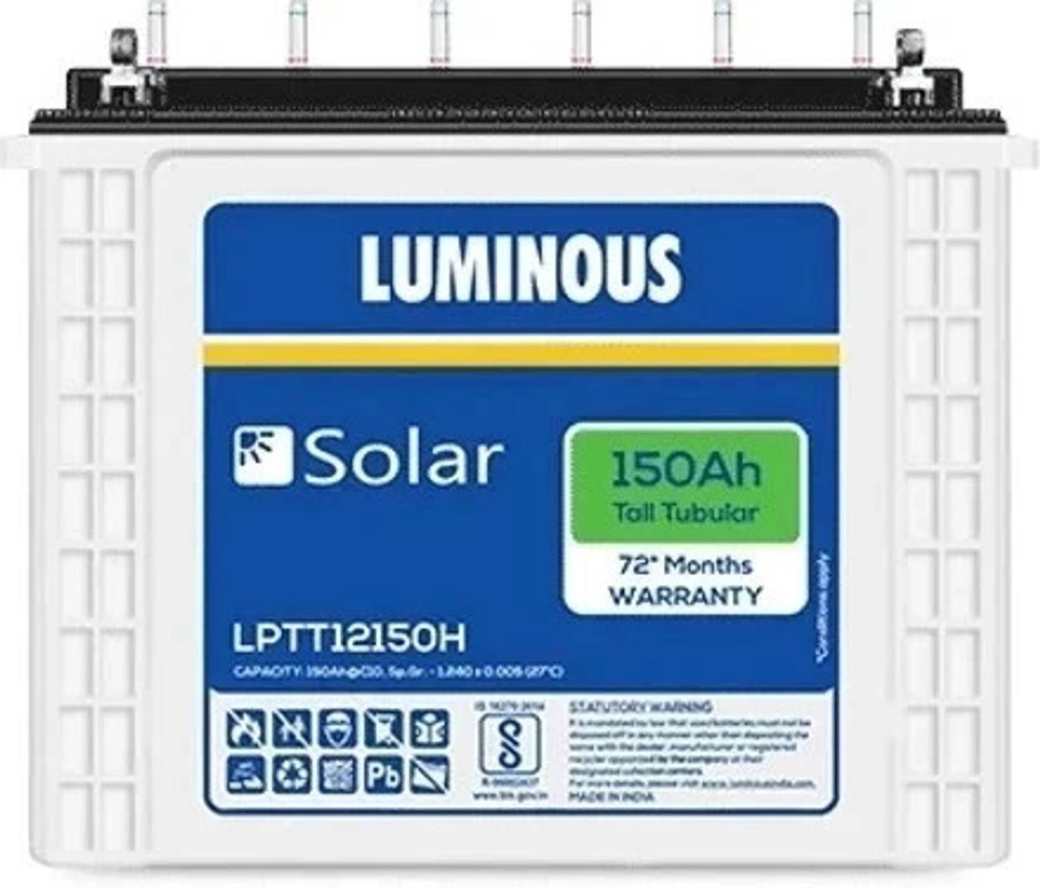 LUMINOUS 72 Months Warranty Tubular Inverter Battery (150 Ah, LPT