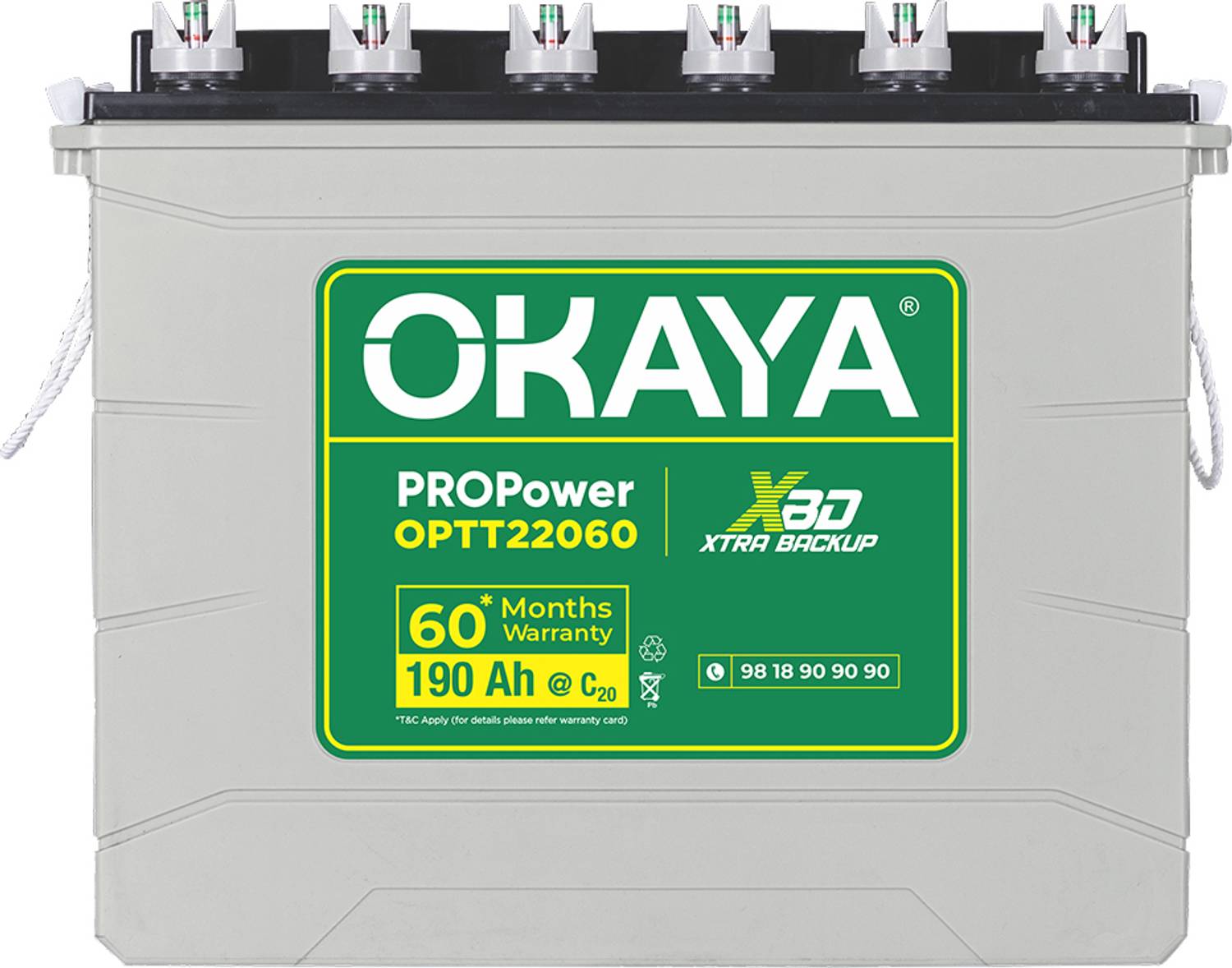 OKAYA 60 Months Warranty Tubular Inverter Battery (190 Ah, OPTT22