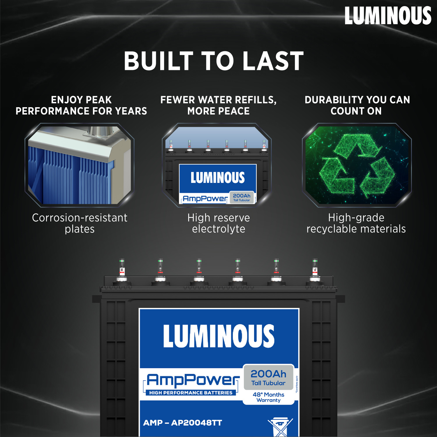 Image of LUMINOUS 48 Months Warranty Tubular Inverter Battery