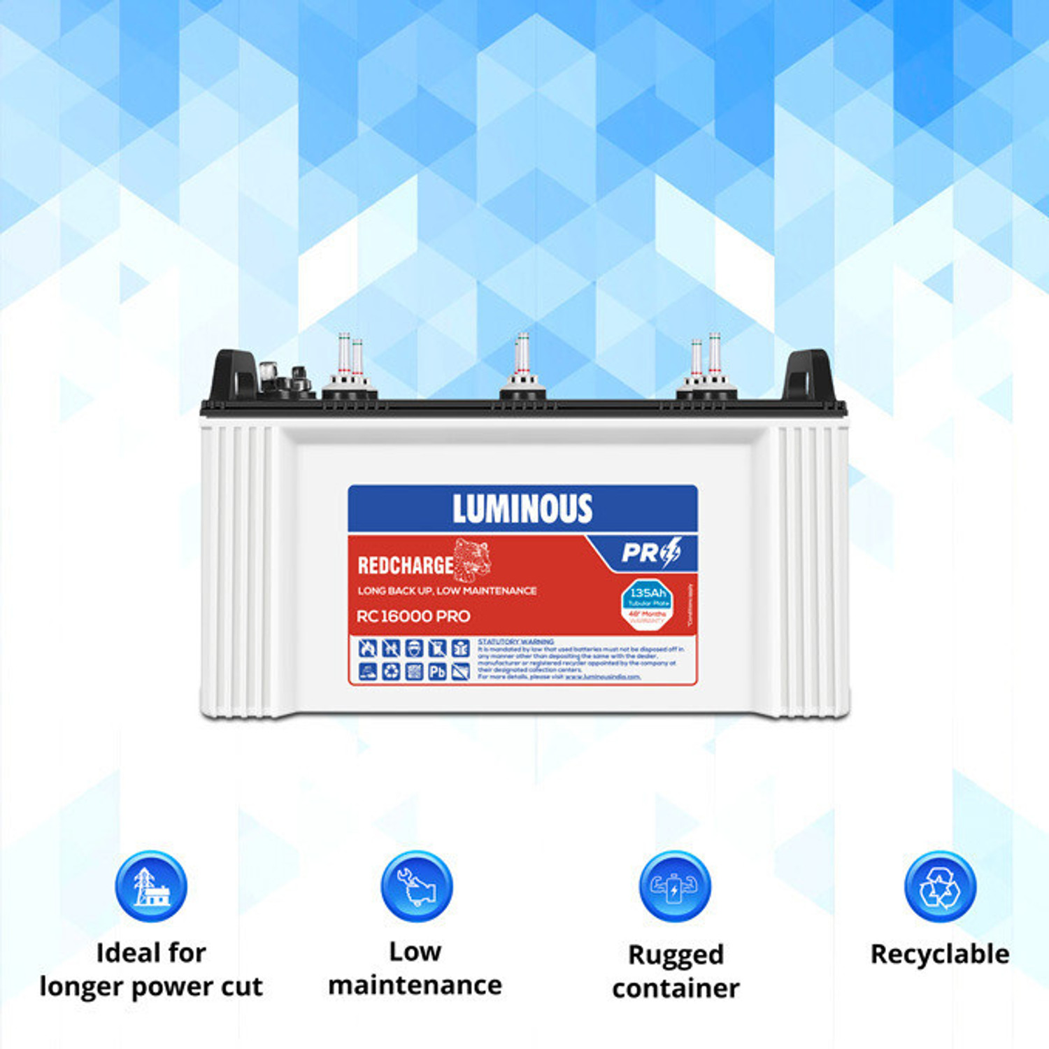 Image of LUMINOUS 48 Months Warranty Tubular Inverter Battery