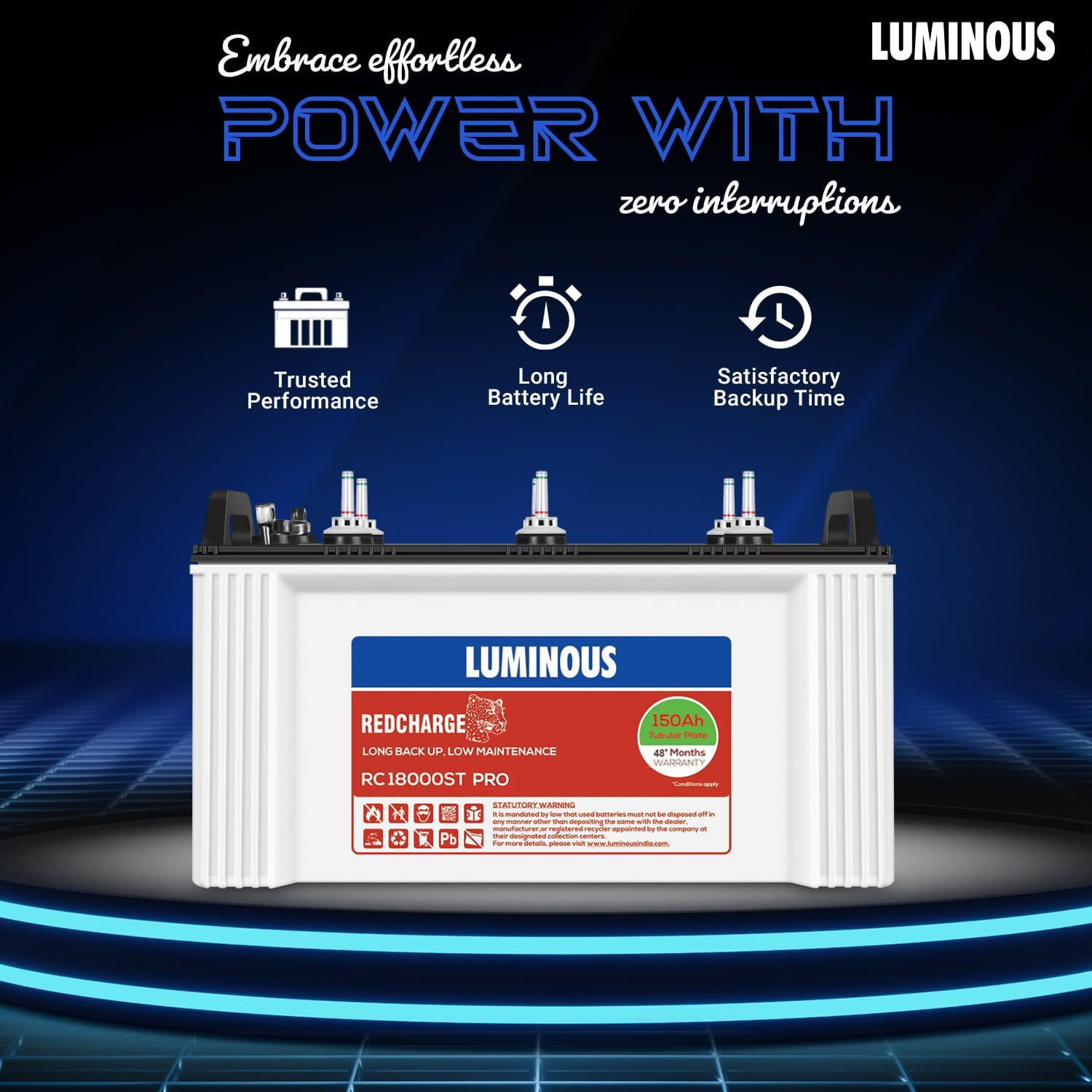 Image of LUMINOUS 48 Months Warranty Tubular Inverter Battery