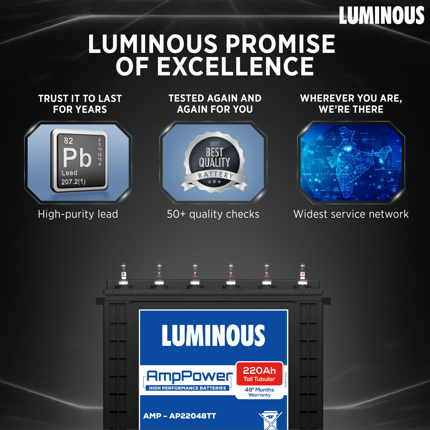 Image of LUMINOUS 48 Months Warranty Tubular Inverter Battery