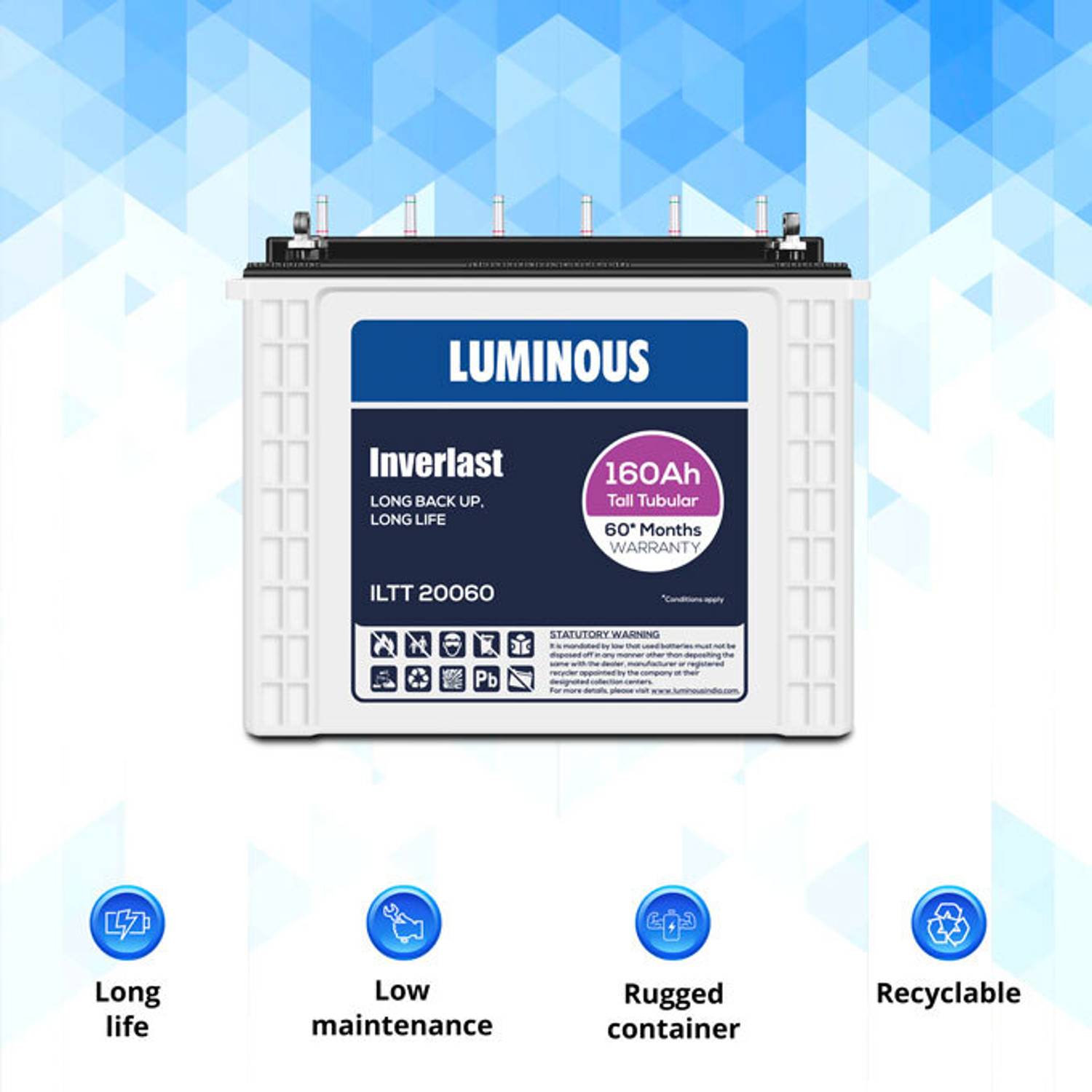 LUMINOUS 60 Months Warranty Tall Tubular Inverter Battery - Image 4
