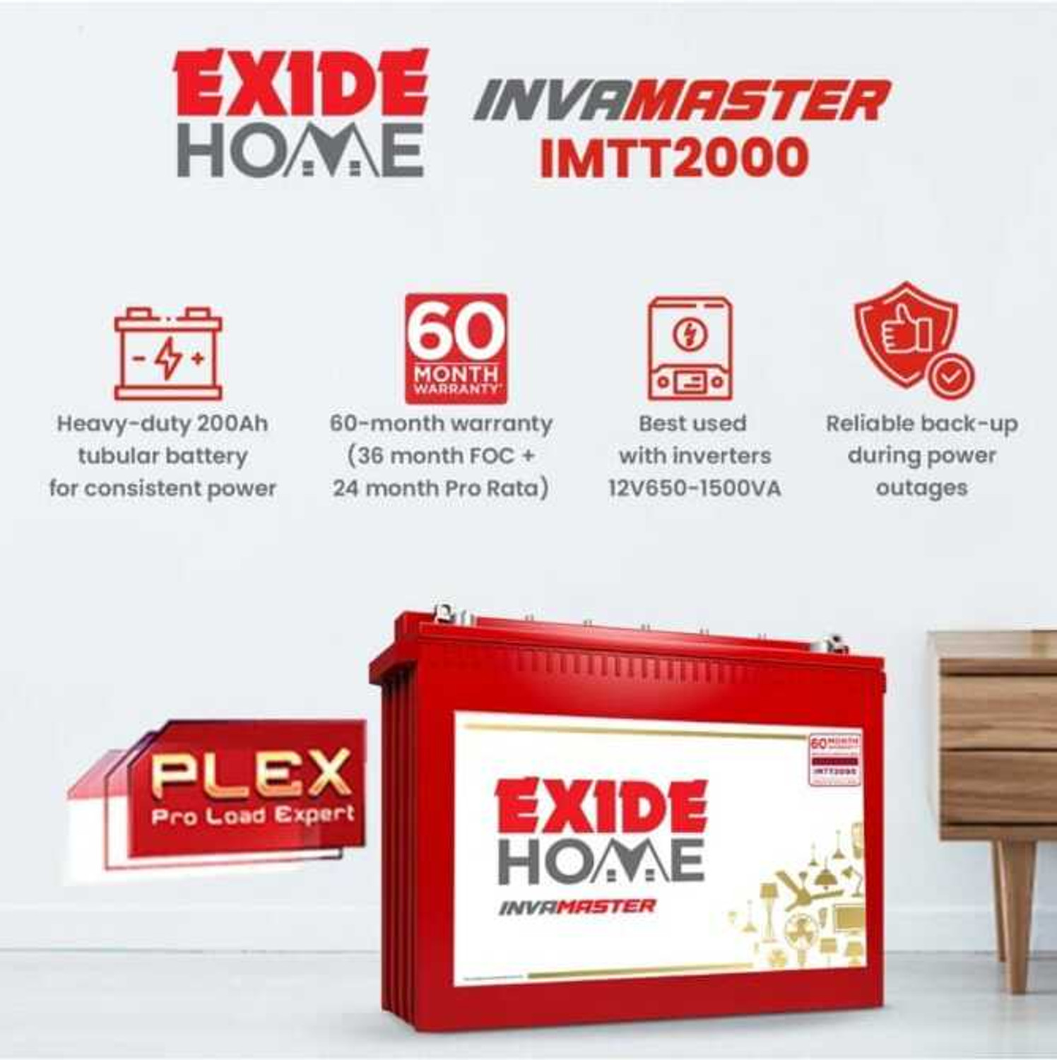 Image of EXIDE 60 Months Warranty Flooded Single Cell Inverter Battery
