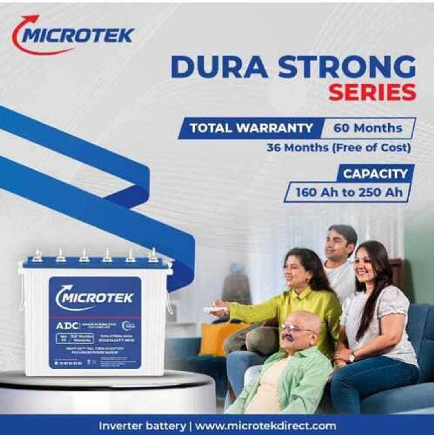 Image of Microtek 60 Months Warranty Tubular Inverter Battery