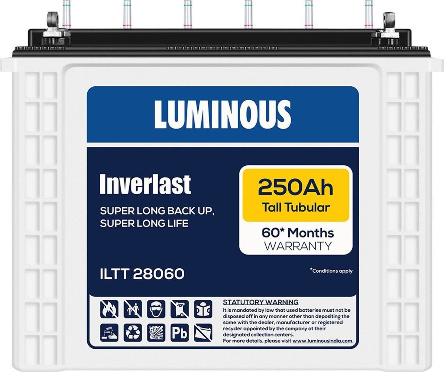 LUMINOUS 60 Months Warranty Tubular Inverter Battery (250 Ah, ILT... more