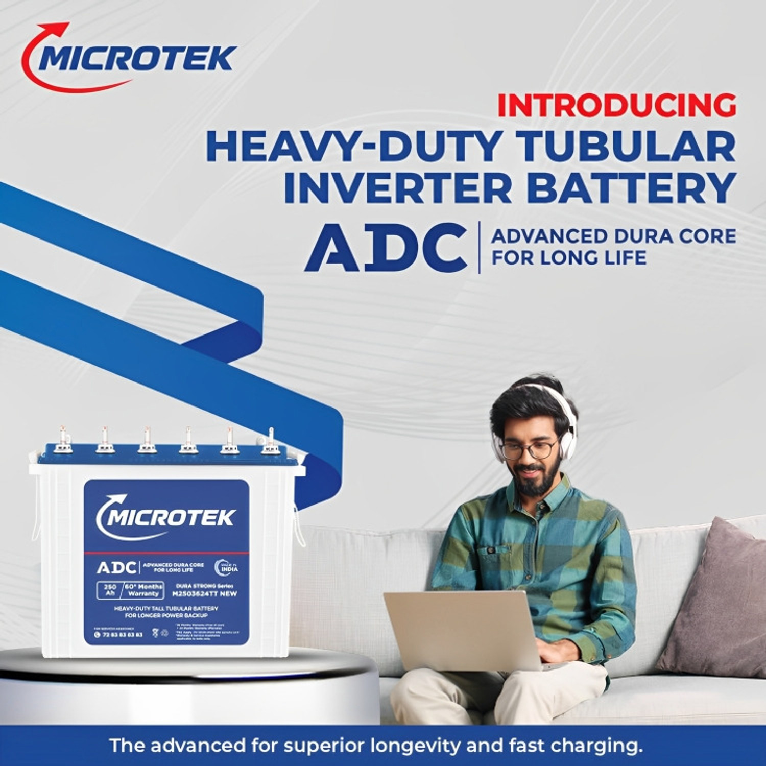 Image of Microtek 60 Months Warranty Tall Tubular Inverter Battery