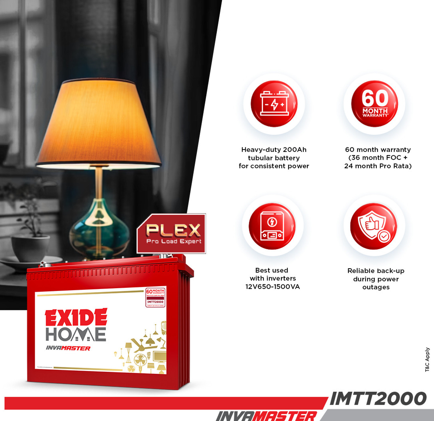 Image of EXIDE 60 Months Warranty Tubular Inverter Battery