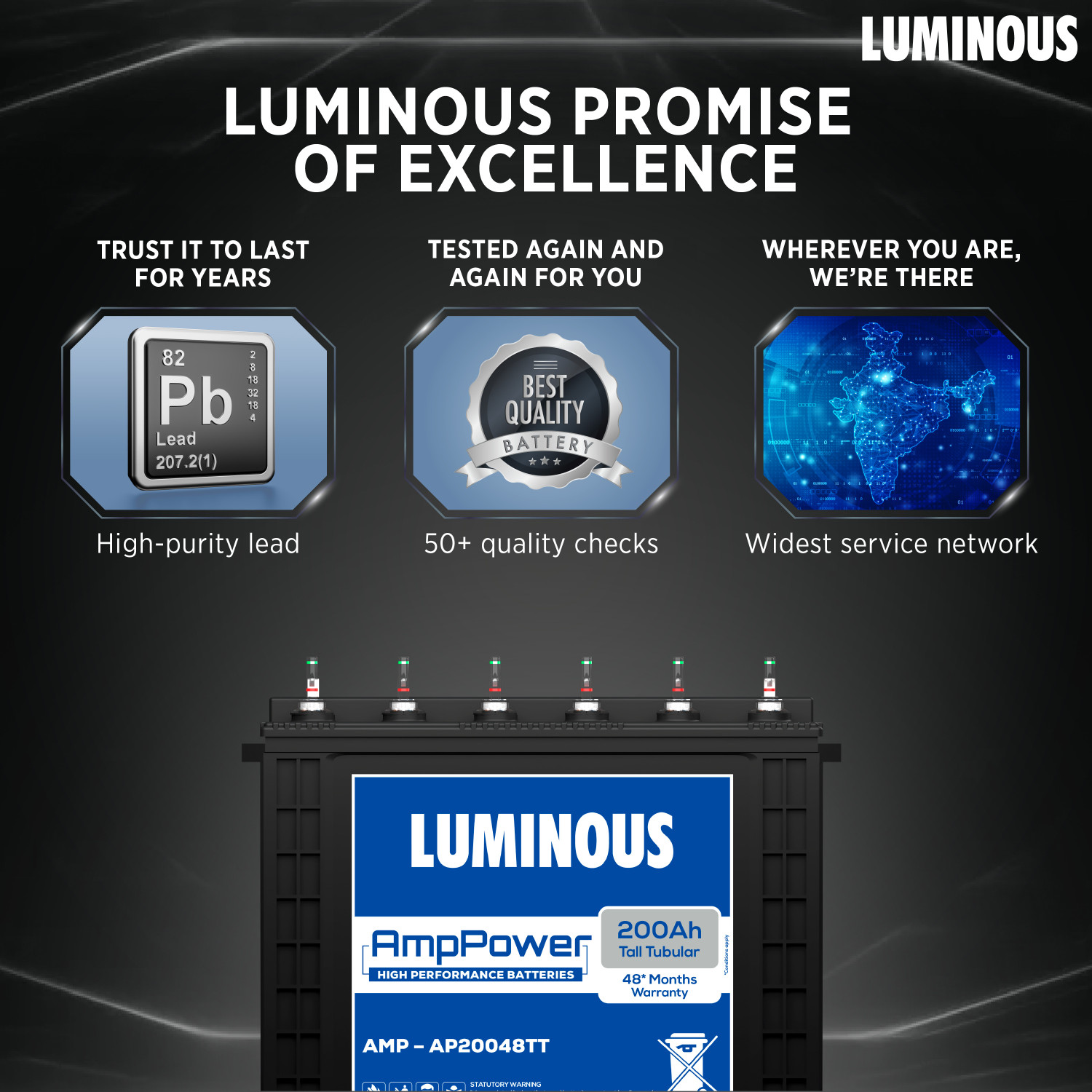 Image of LUMINOUS 48 Months Warranty Tubular Inverter Battery