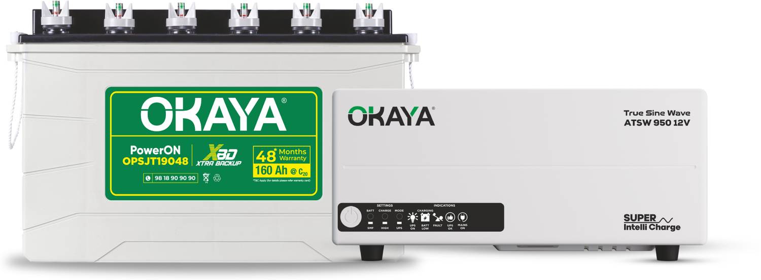 OKAYA 48 Months Warranty Tubular Inverter Battery (100 Ah, Invert