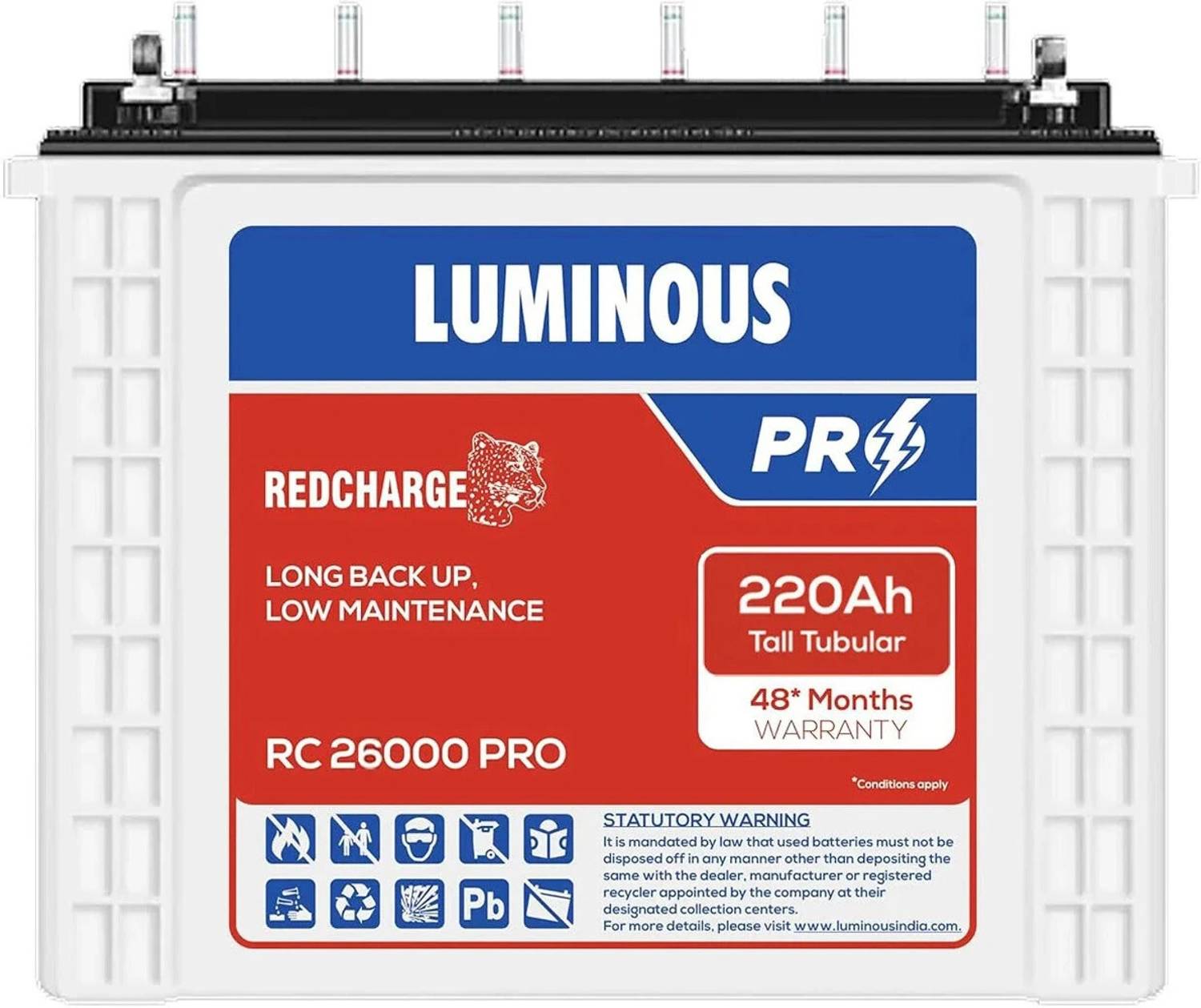 LUMINOUS 48 Months Warranty Tubular Inverter Battery
