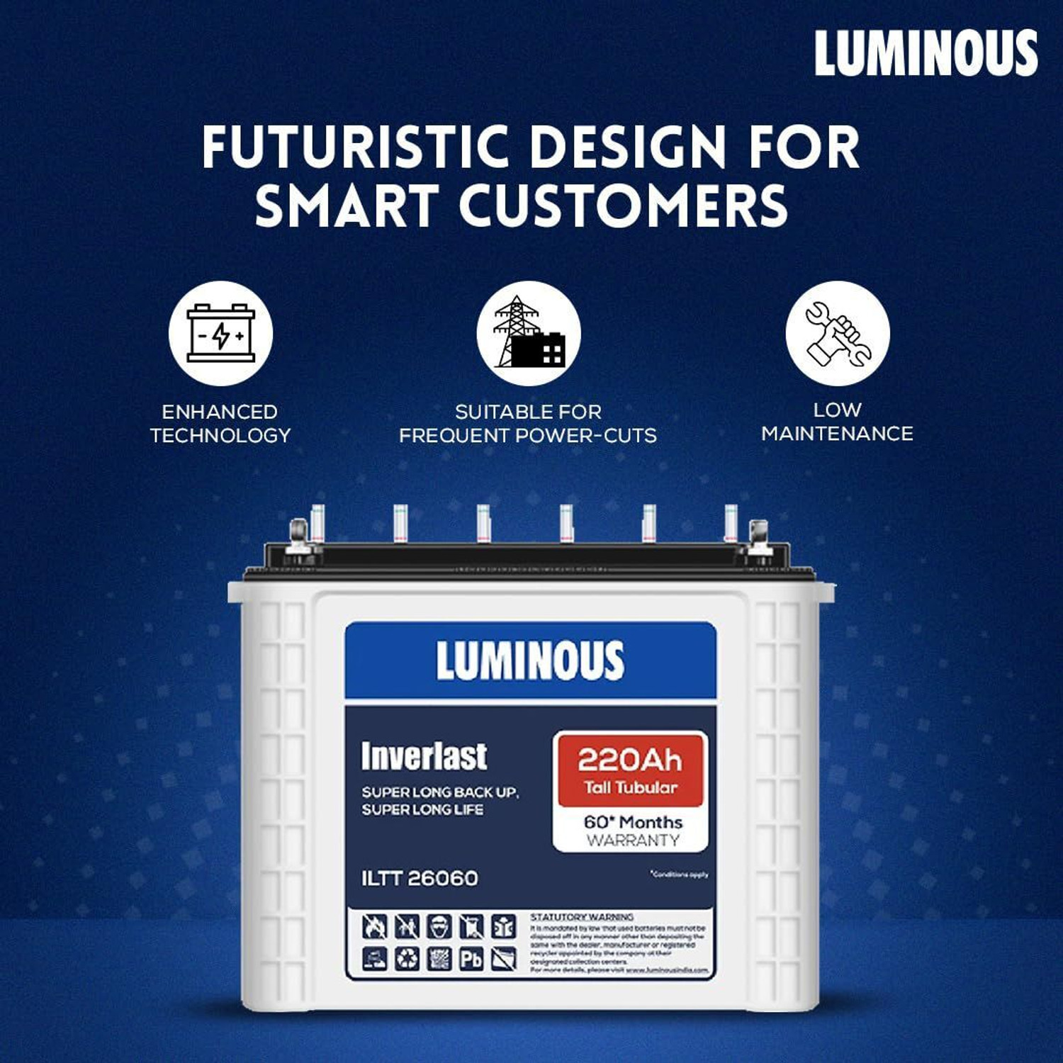 Image of LUMINOUS 60 Months Warranty Tubular Inverter Battery