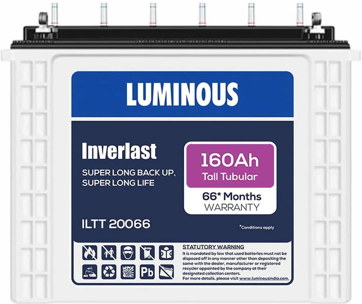 LUMINOUS 66 Months Warranty Tubular Inverter Battery (160 Ah, Inv