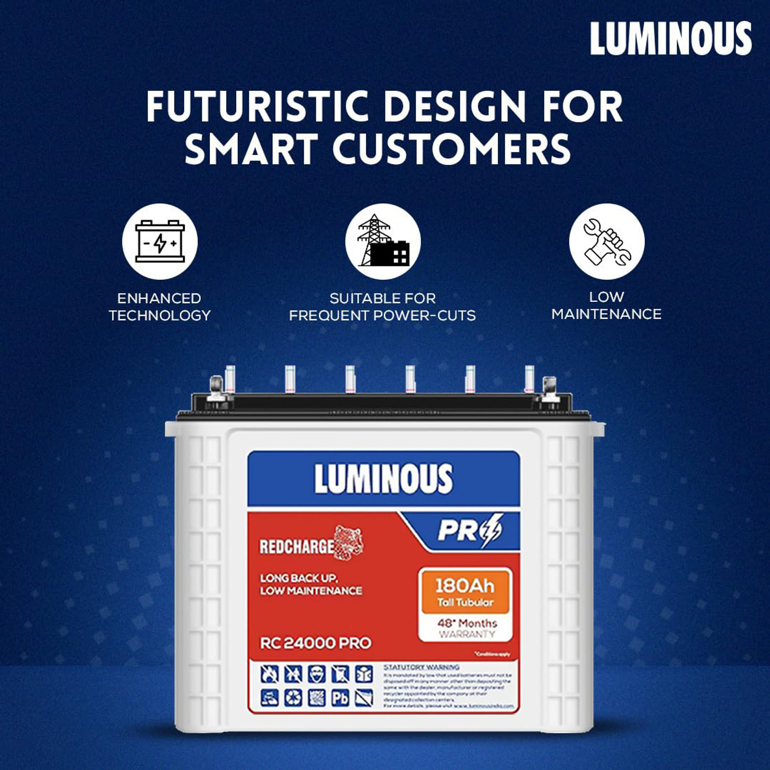 Image of LUMINOUS 48 Months Warranty Tubular Inverter Battery