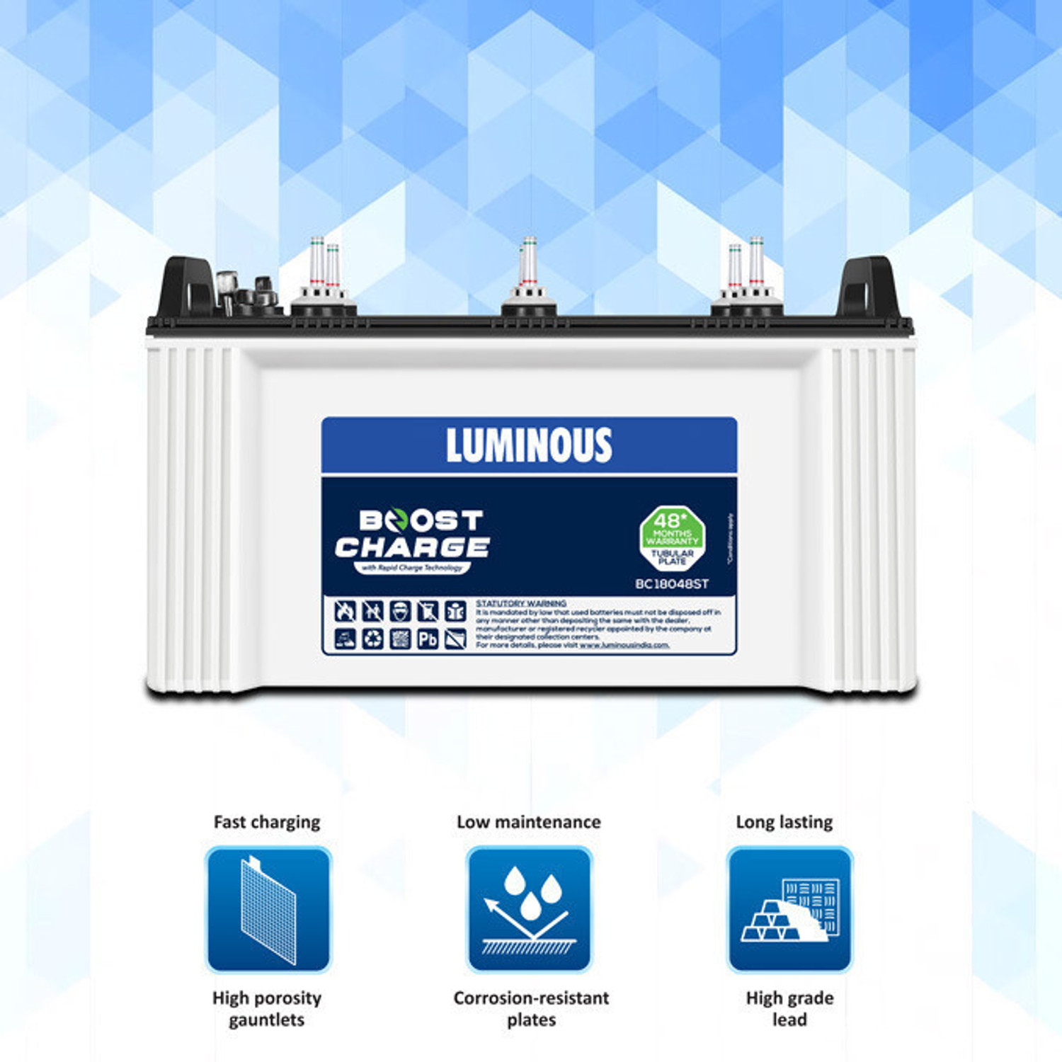 Image of LUMINOUS 48 Months Warranty Tubular Inverter Battery