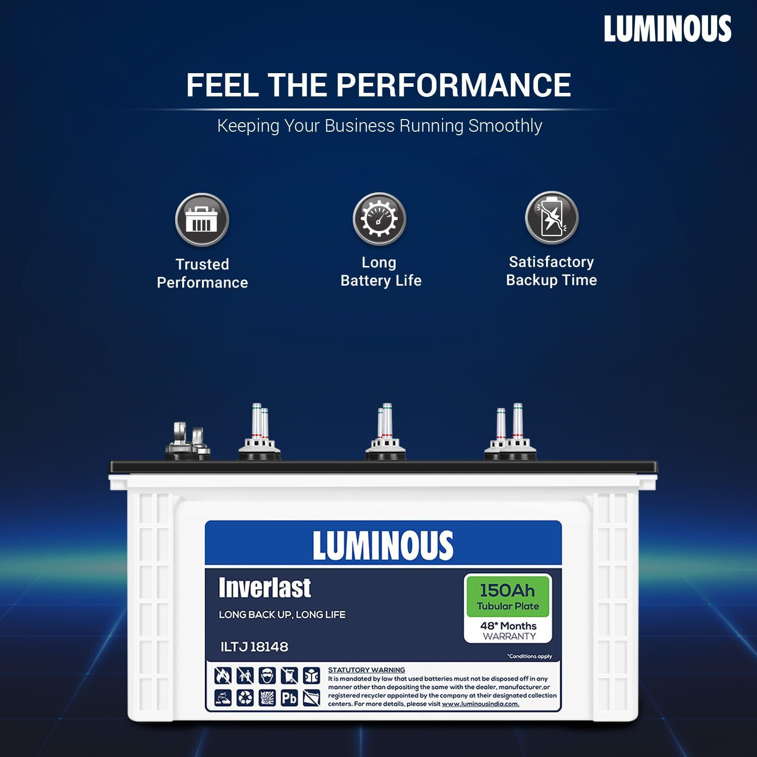 Image of LUMINOUS 48 Months Warranty Tubular Inverter Battery