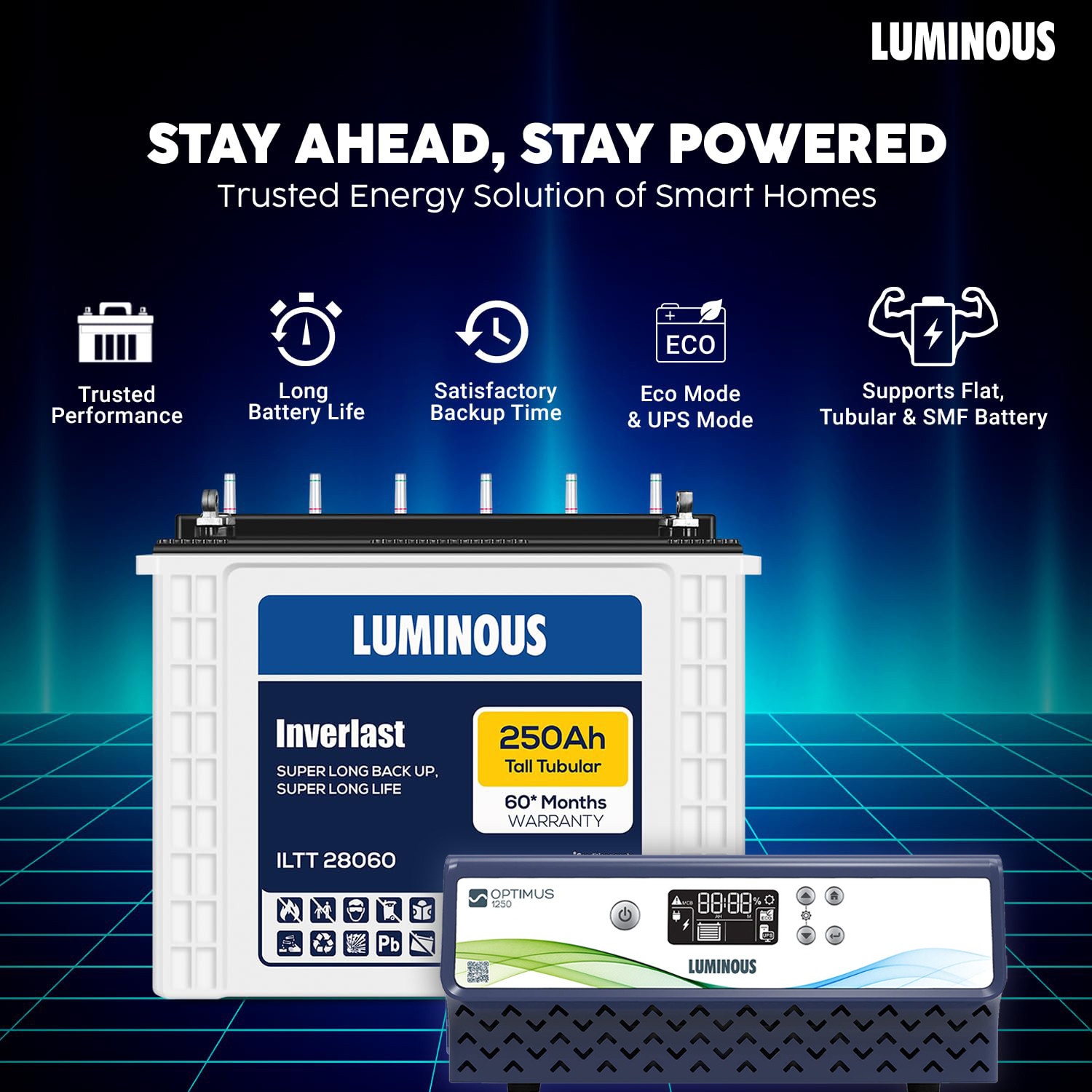 Image of LUMINOUS 60 Months Warranty Tubular Inverter Battery