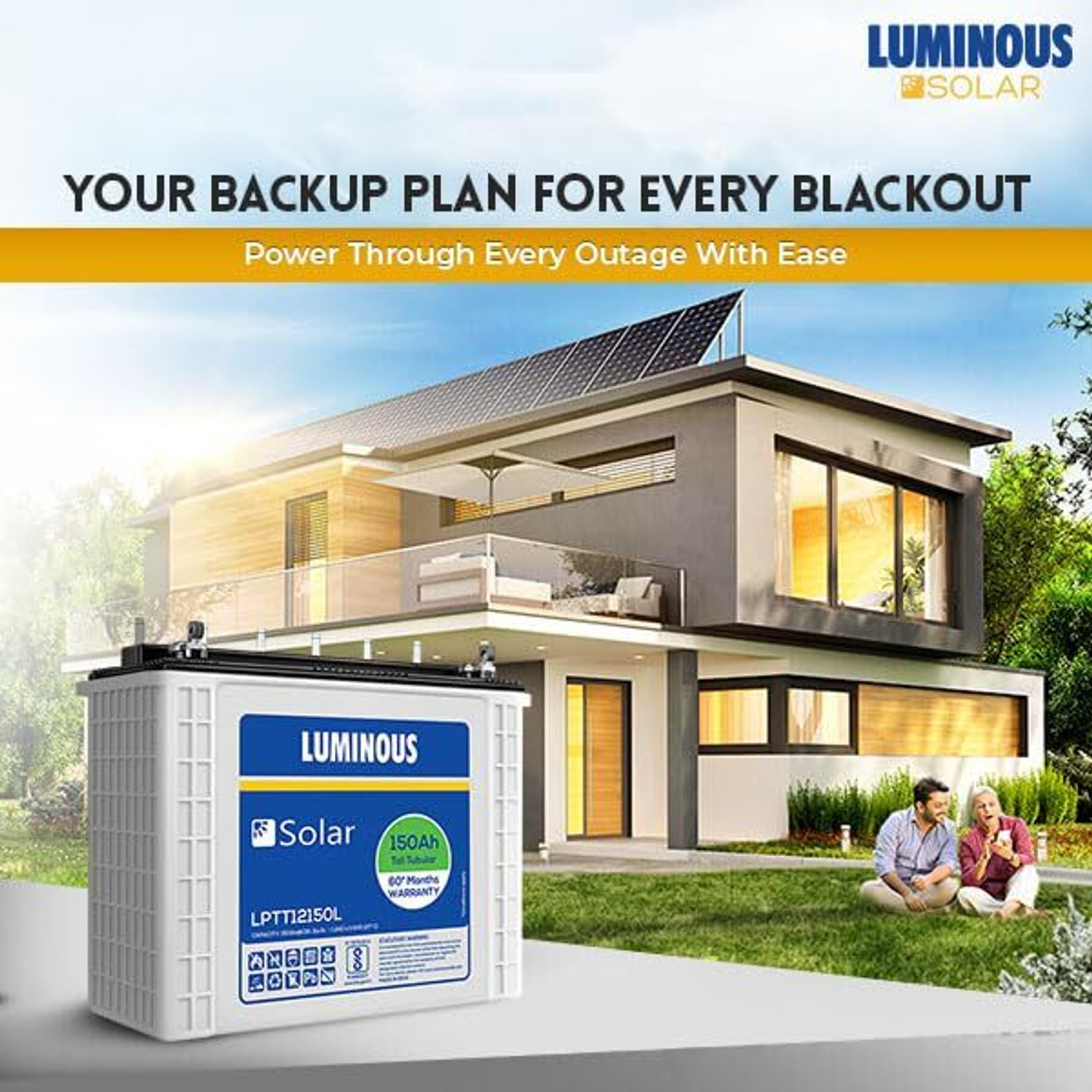 Image of LUMINOUS 60 Months Warranty Tubular Inverter Battery