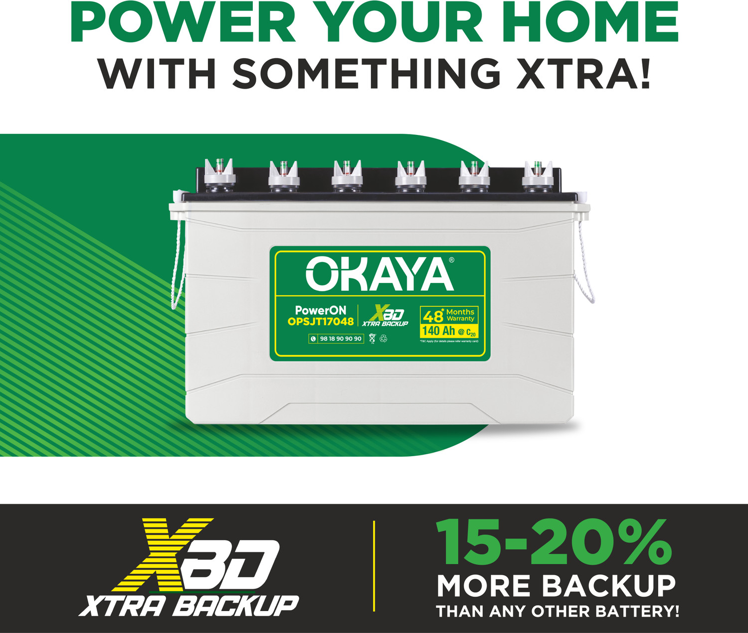 Image of OKAYA 48 Months Warranty Tubular Inverter Battery