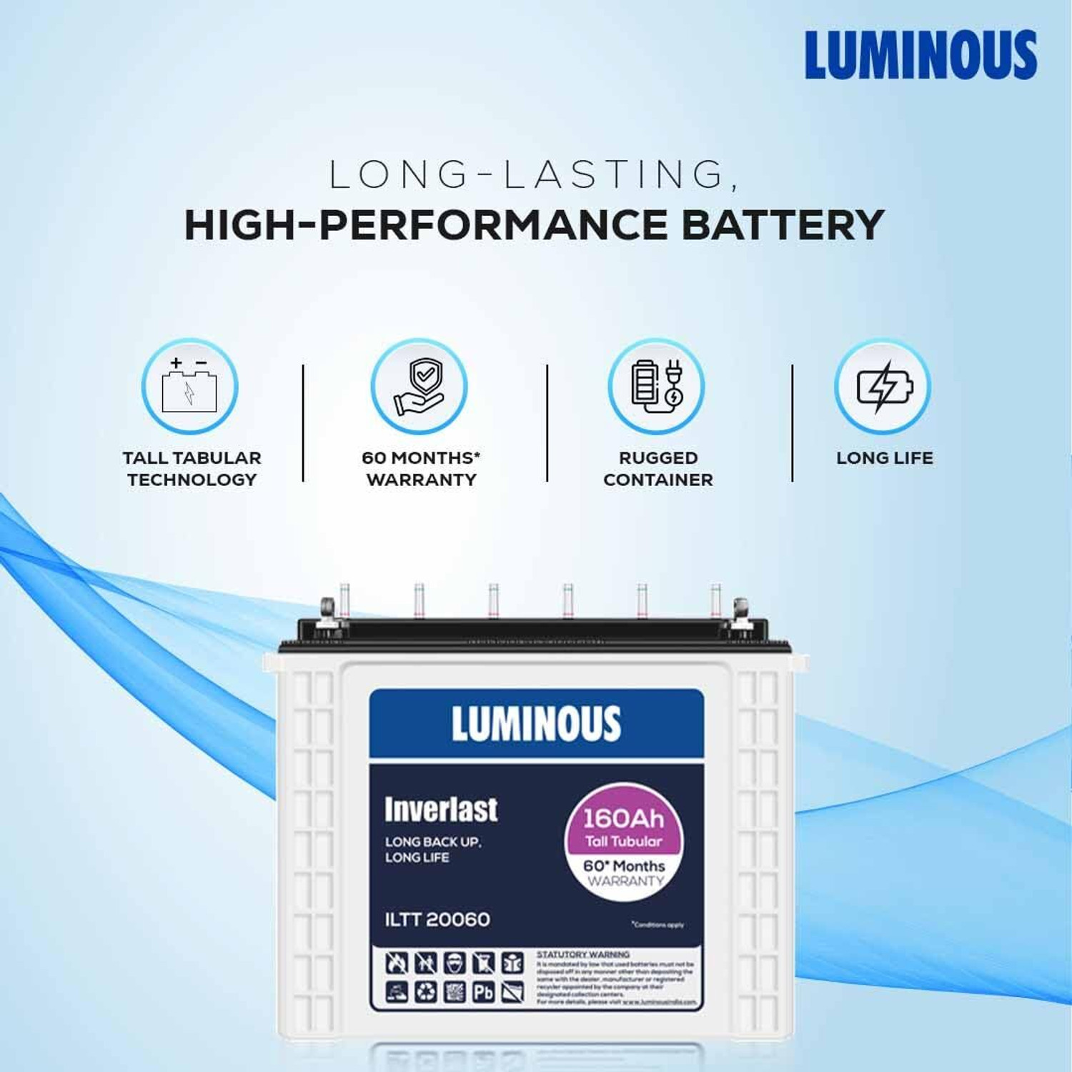 Image of LUMINOUS 60 Months Warranty Tubular Inverter Battery