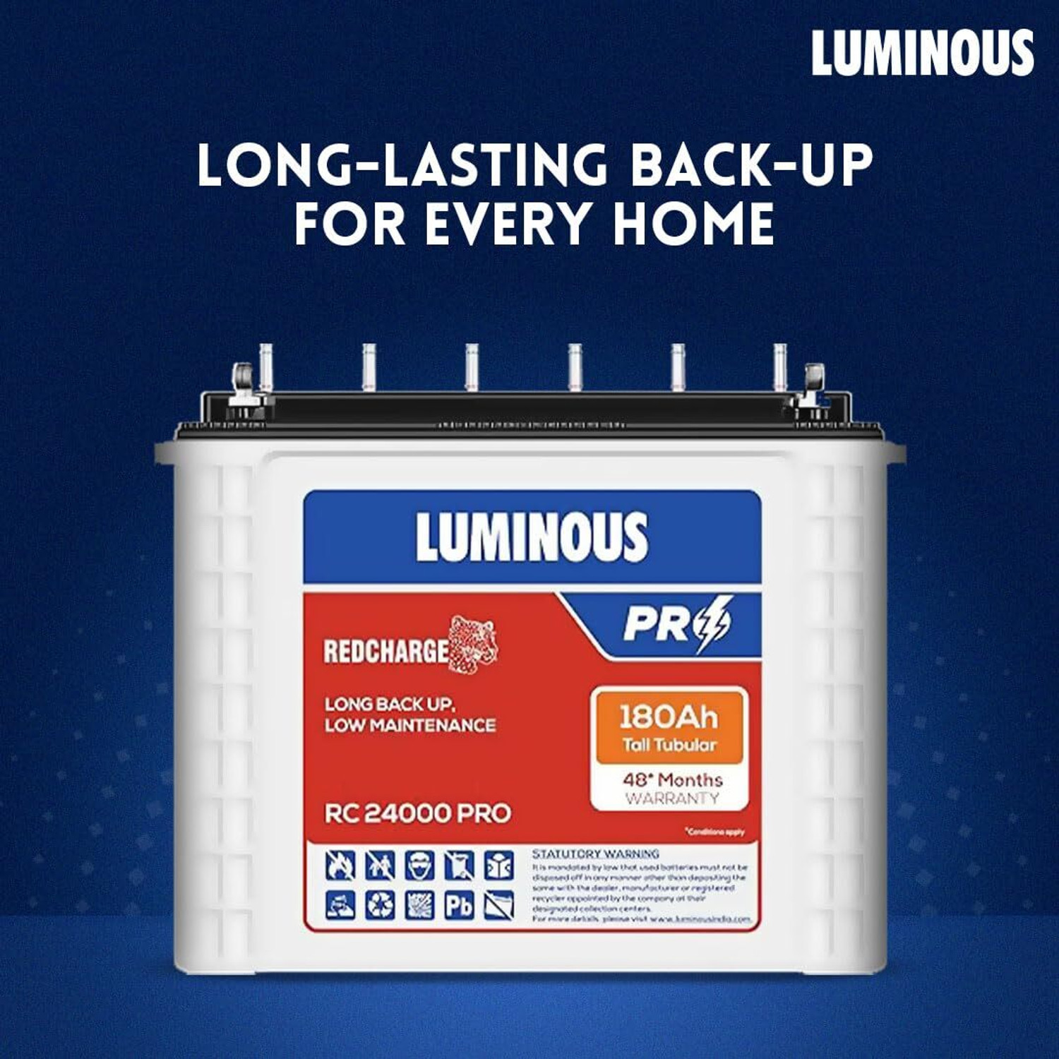 Image of LUMINOUS 48 Months Warranty Tubular Inverter Battery