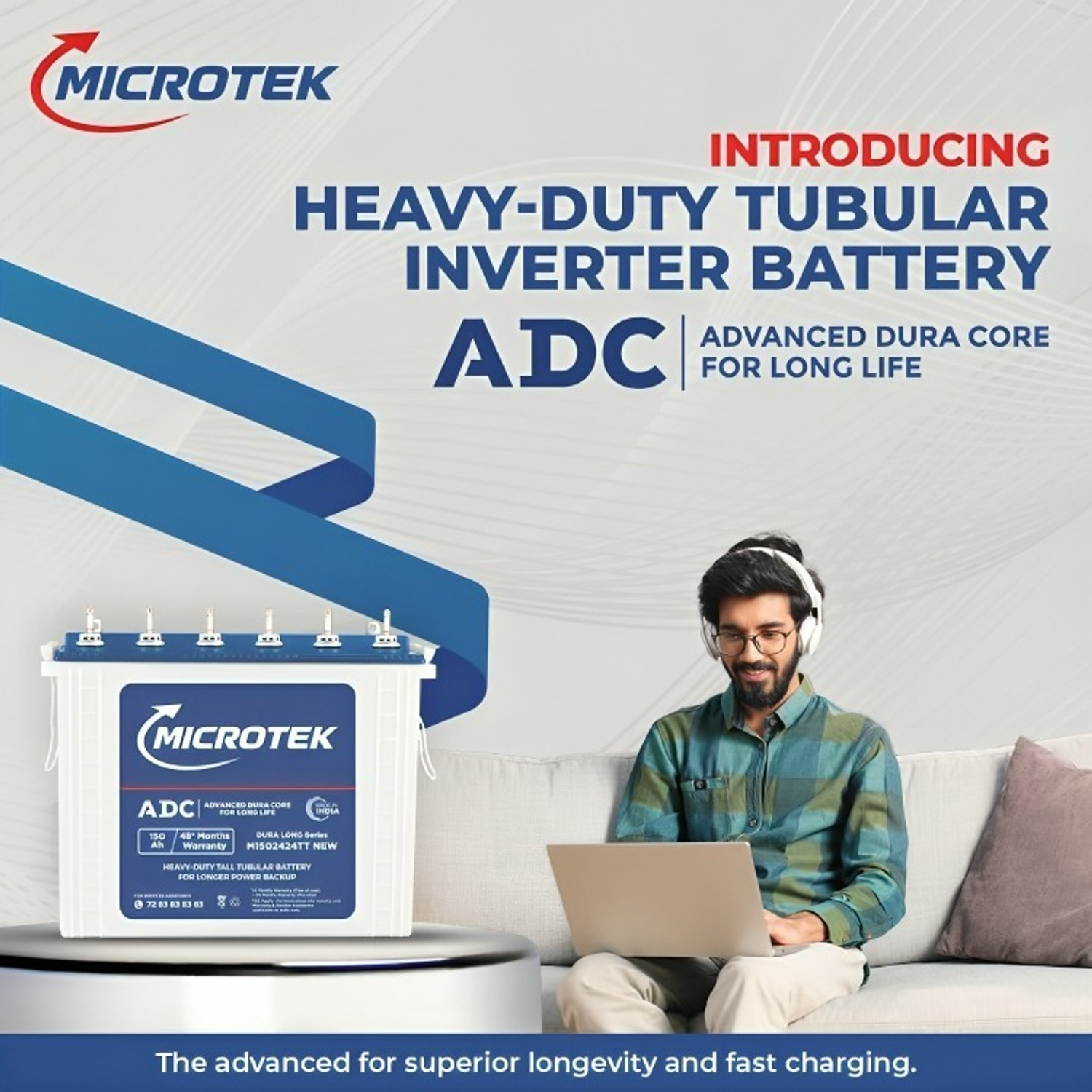 Image of Microtek 48 Months Warranty Tall Tubular Inverter Battery