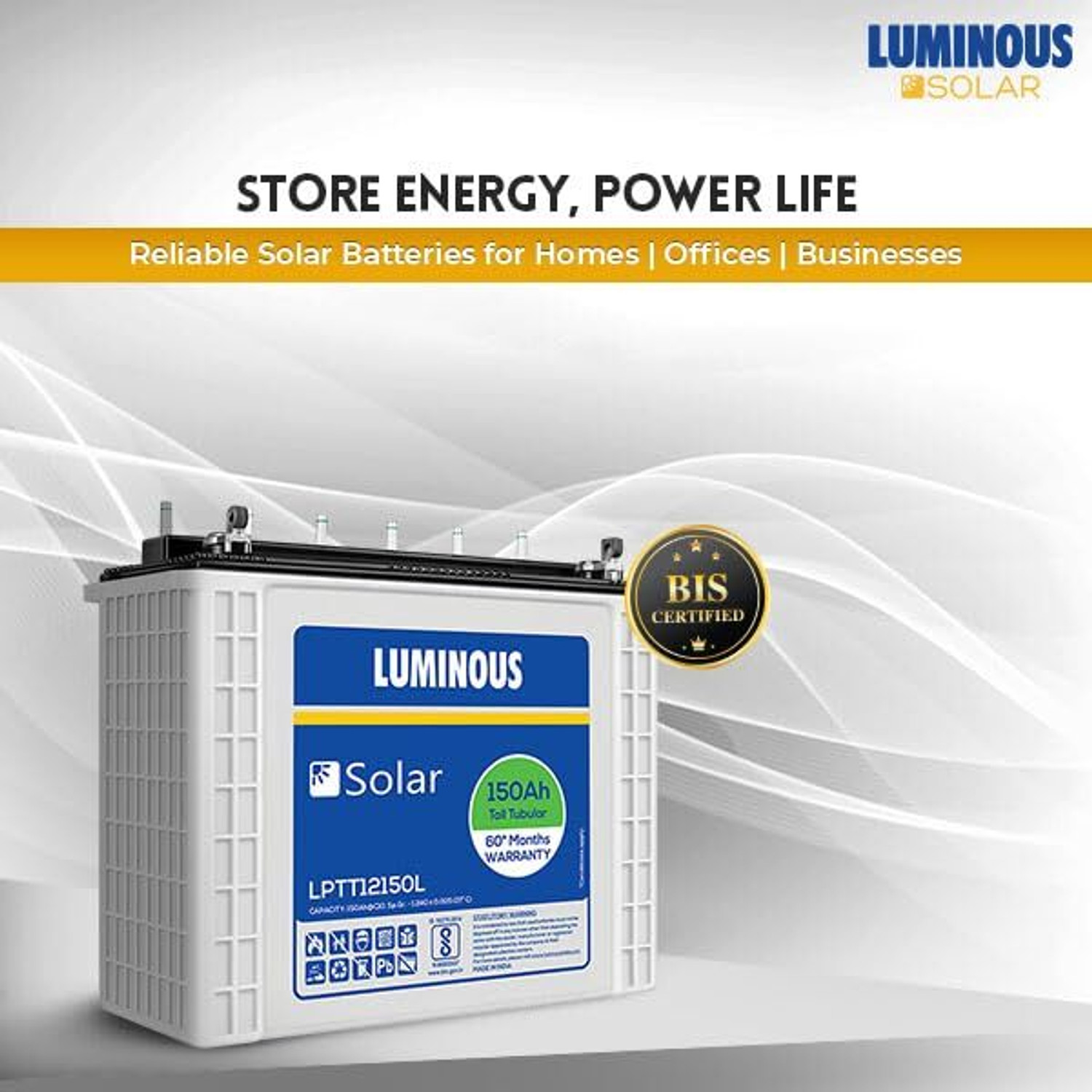 Image of LUMINOUS 60 Months Warranty Tubular Inverter Battery