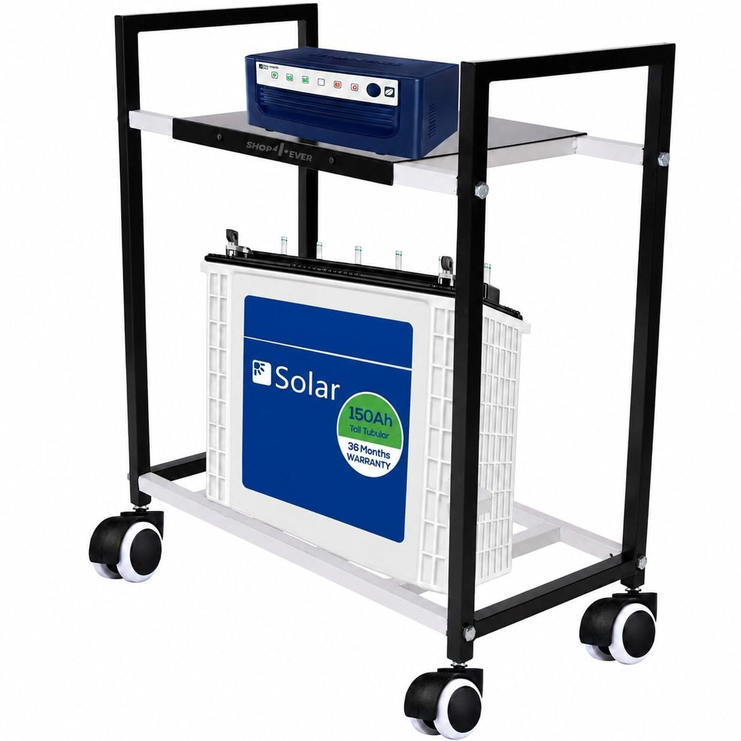 Image of Flipkart SmartBuy Heavy-Duty Inverter Trolley Stand with Wheels | Rust-Proof Base Trolley for Inverter and Battery