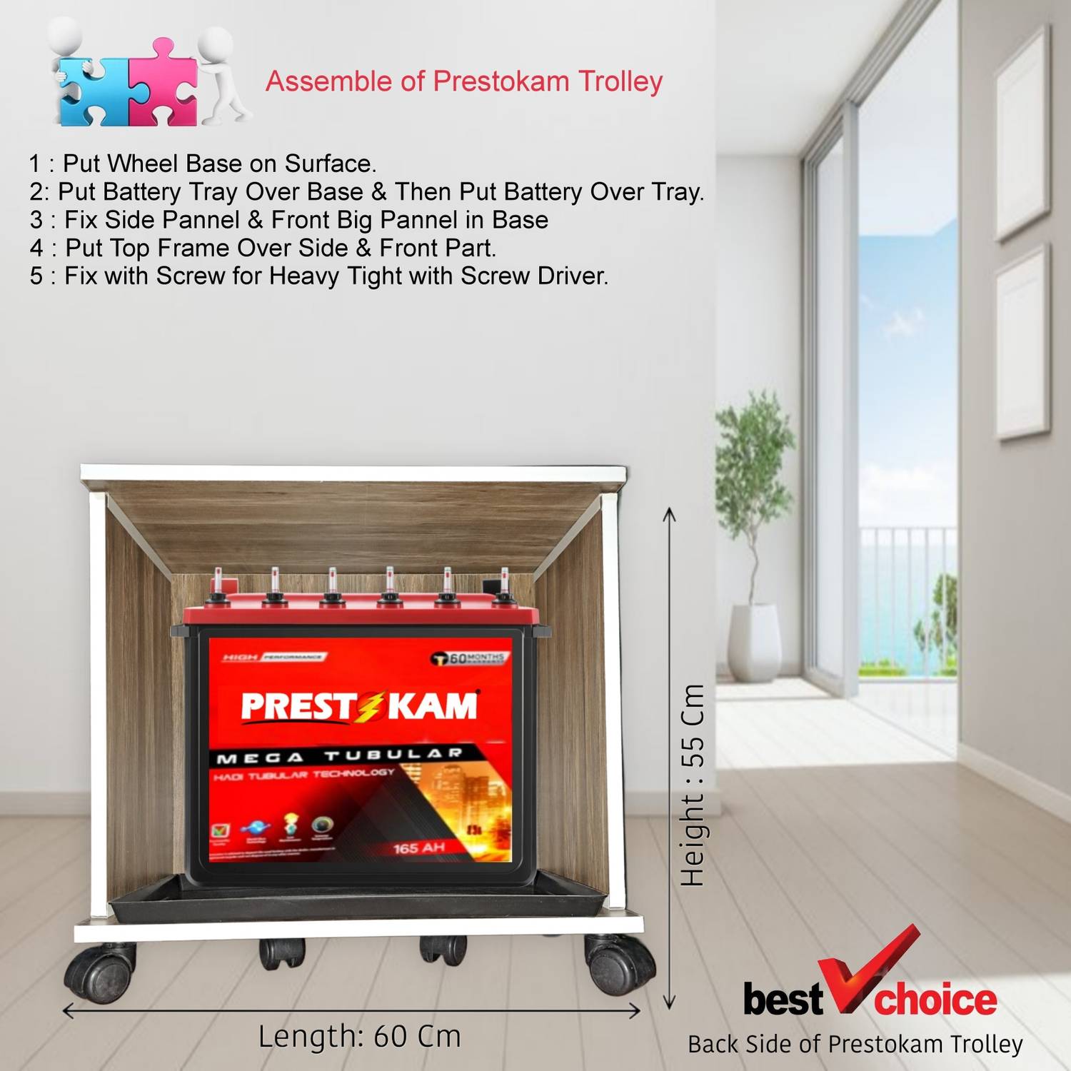 PRESTOKAM DualRoyal Trolley for Inverter and Battery, Red - Image 4
