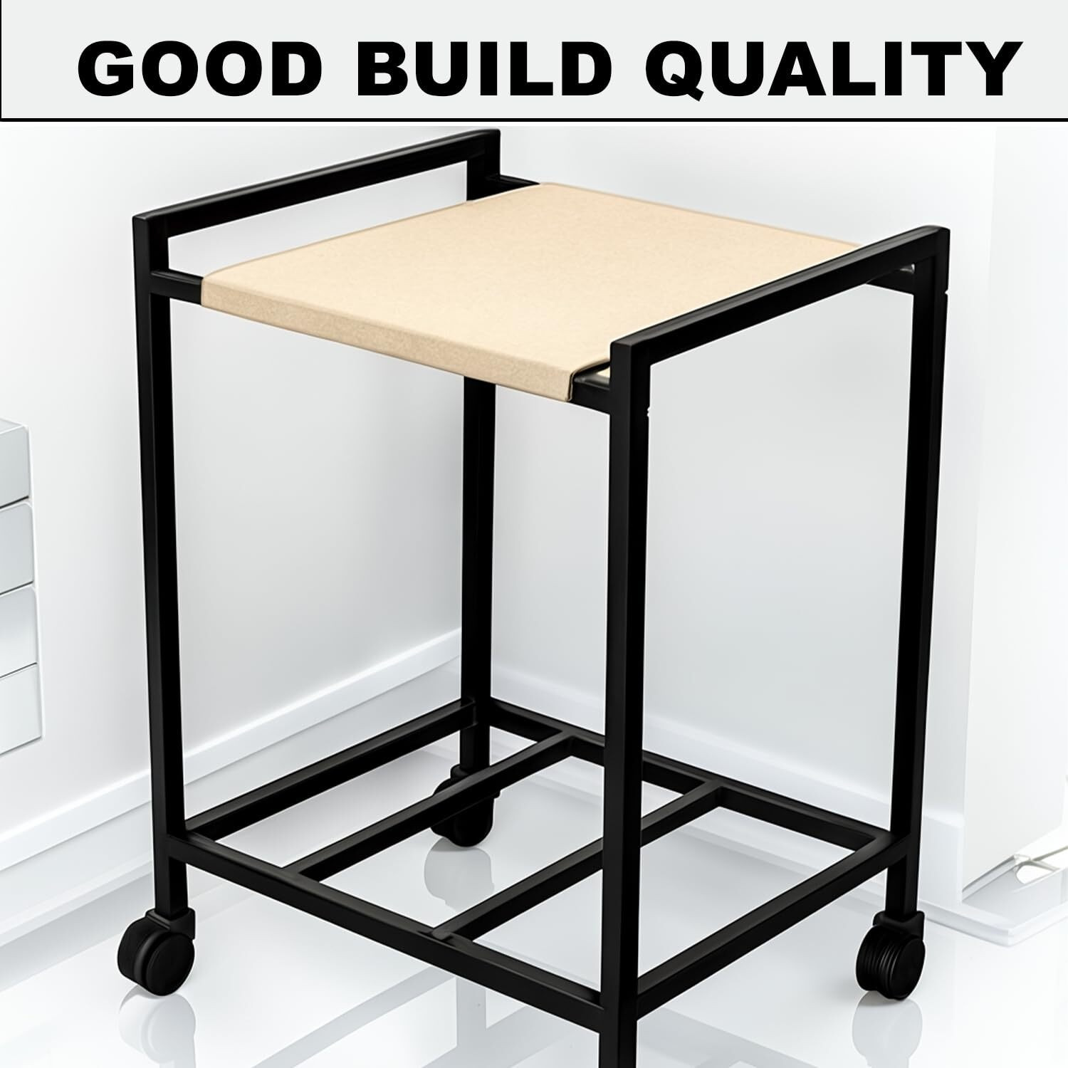 Image of Shop4Ever Inverter Trolley Stand with Wheels | Rust-Proof Base Trolley for Inverter and Battery (Black, White)