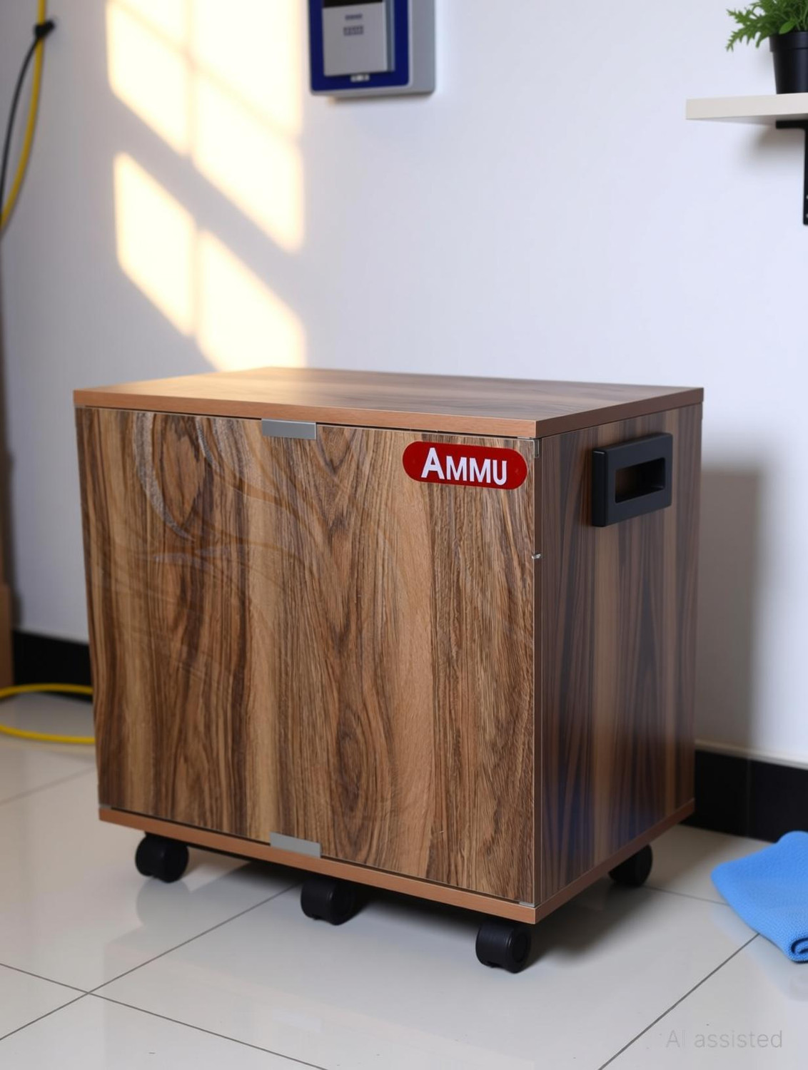 Image of AMMu Wooden ply stand 1 african Trolley for Inverter and Battery