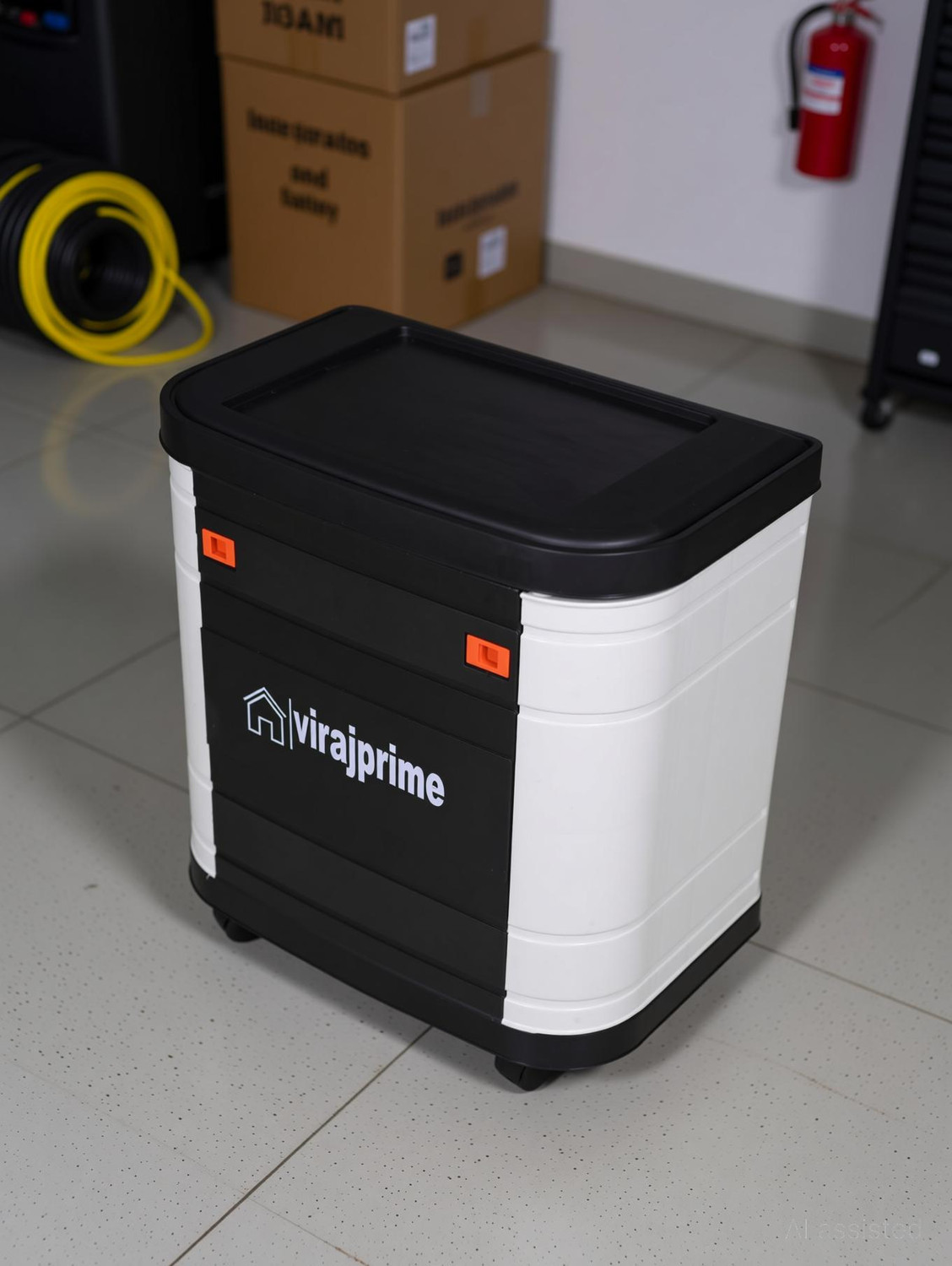 Image of VIRAJ PRIME GLOBE BLACK WHITE TROLLEY Trolley for Inverter and Battery