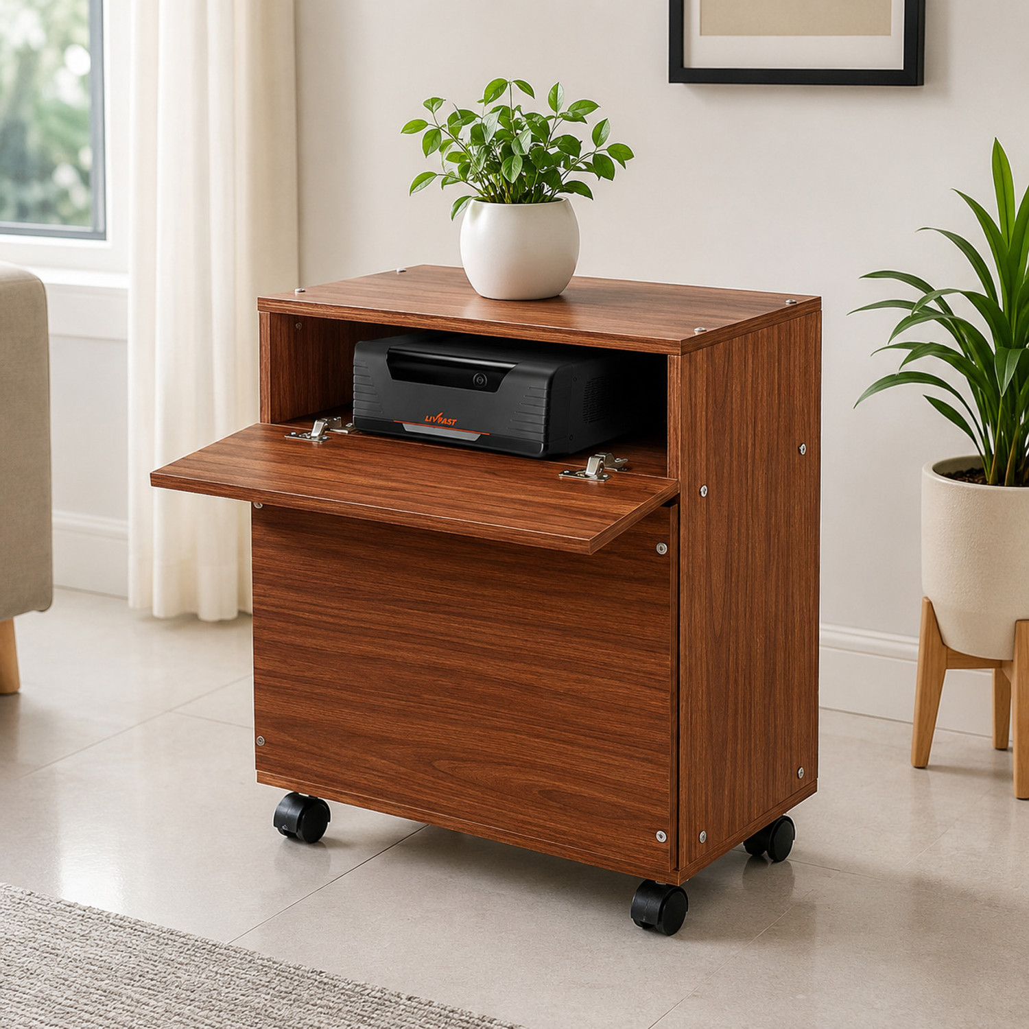 Image of Admira Premium Engineering Wood Stylish Inverter Trolley with Wheels & 1 Battery Tray Trolley for Inverter and Battery