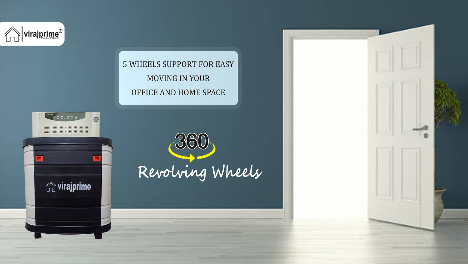Image of VIRAJ PRIME GLOBE BLACK WHITE TROLLEY Trolley for Inverter and Battery