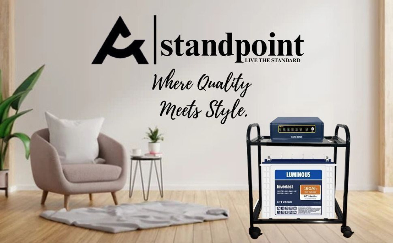 Image of STANDPOINT Super Heavy Iron Inverter Trolley for Single Battery Trolley for Inverter and Battery