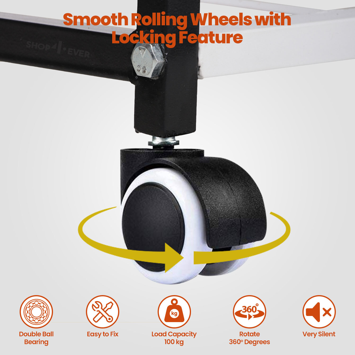 Image of Shop4Ever Heavy-Duty Inverter Trolley Stand with Wheels | Rust-Proof Base Trolley for Inverter and Battery