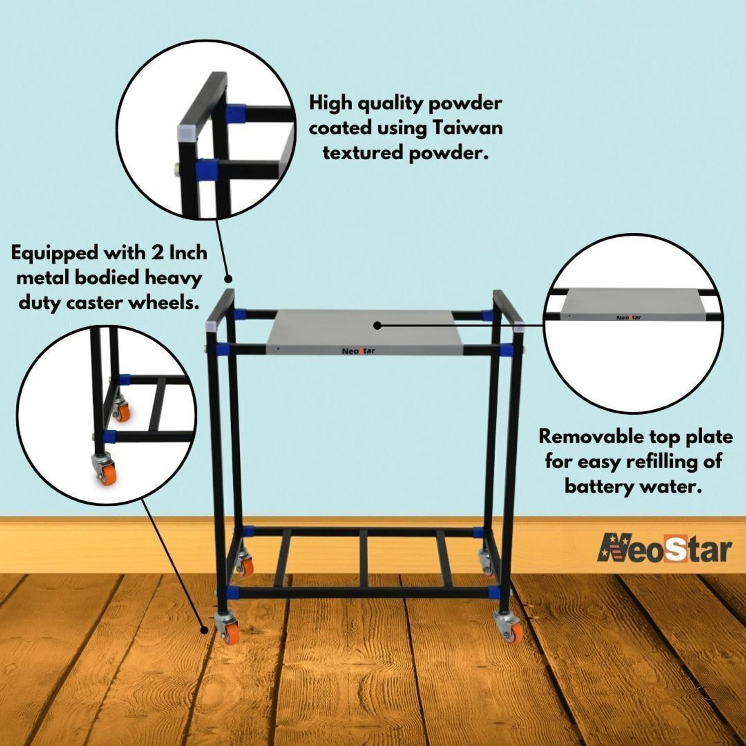 Image of NEOSTAR Heavy Metal Inverter Trolley for Inverter and Battery