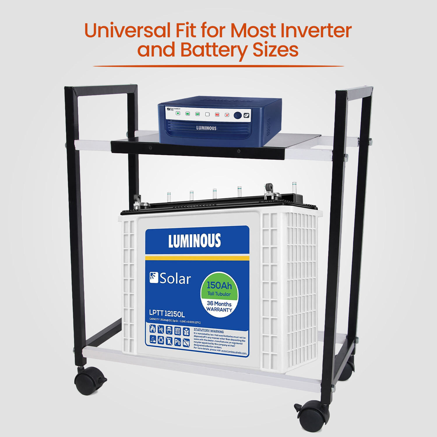 Image of Sub-Urbs Heavy-Duty Inverter Trolley Stand with Wheels | Rust-Proof Base Trolley for Inverter and Battery