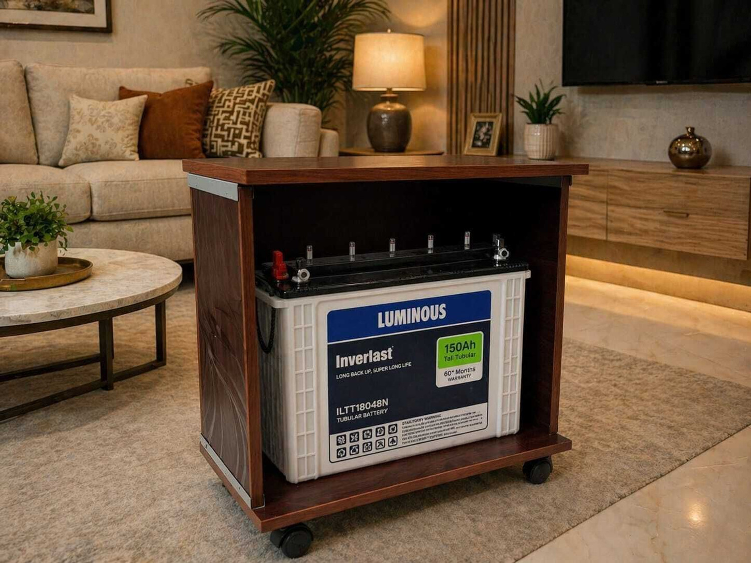 Image of Radhe PD11062010 Trolley for Inverter and Battery (Brown)