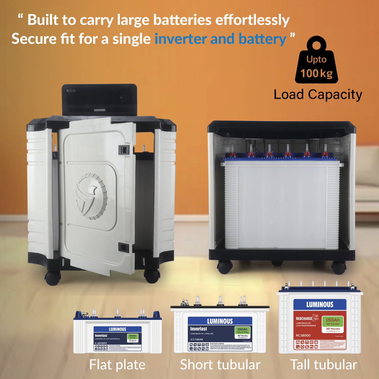 Image of Flipkart SmartBuy Heavy-Duty Unbreakable Plastic Trolley for Inverter and Battery