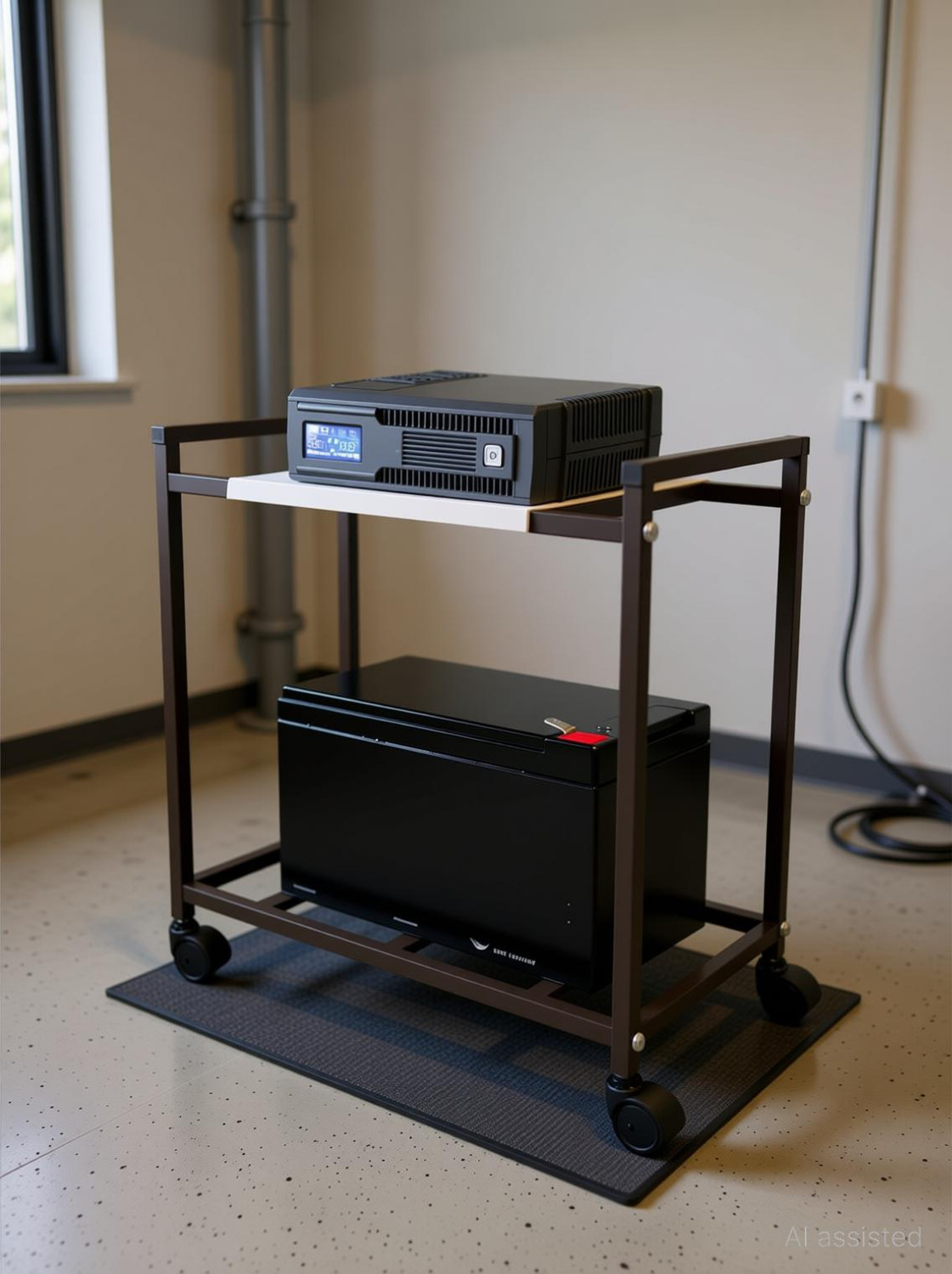 Image of SHOEVAULT Inverter Trolley Stand with Wheels | Rust-Proof Base Trolley for Inverter and Battery