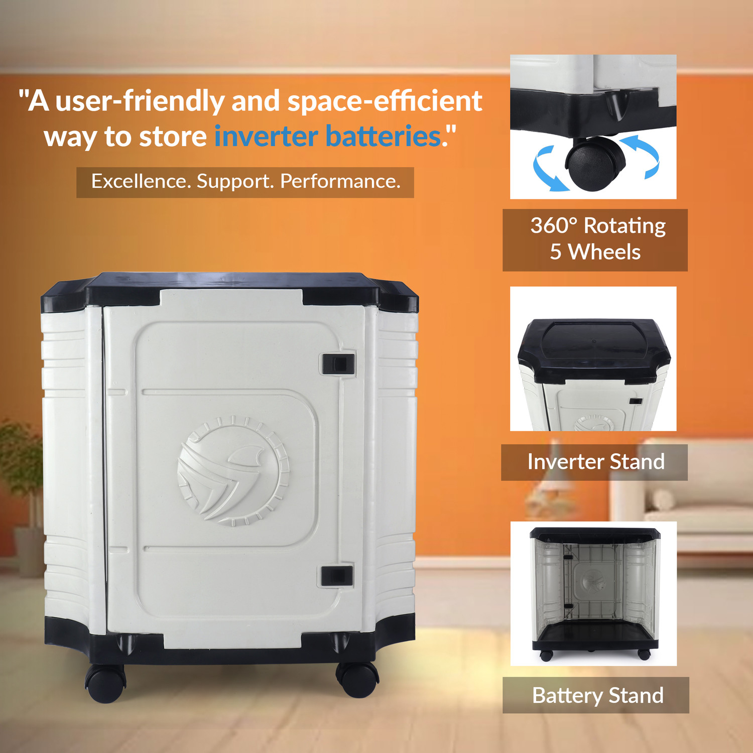 Image of Flipkart SmartBuy Heavy-Duty Unbreakable Plastic Trolley for Inverter and Battery