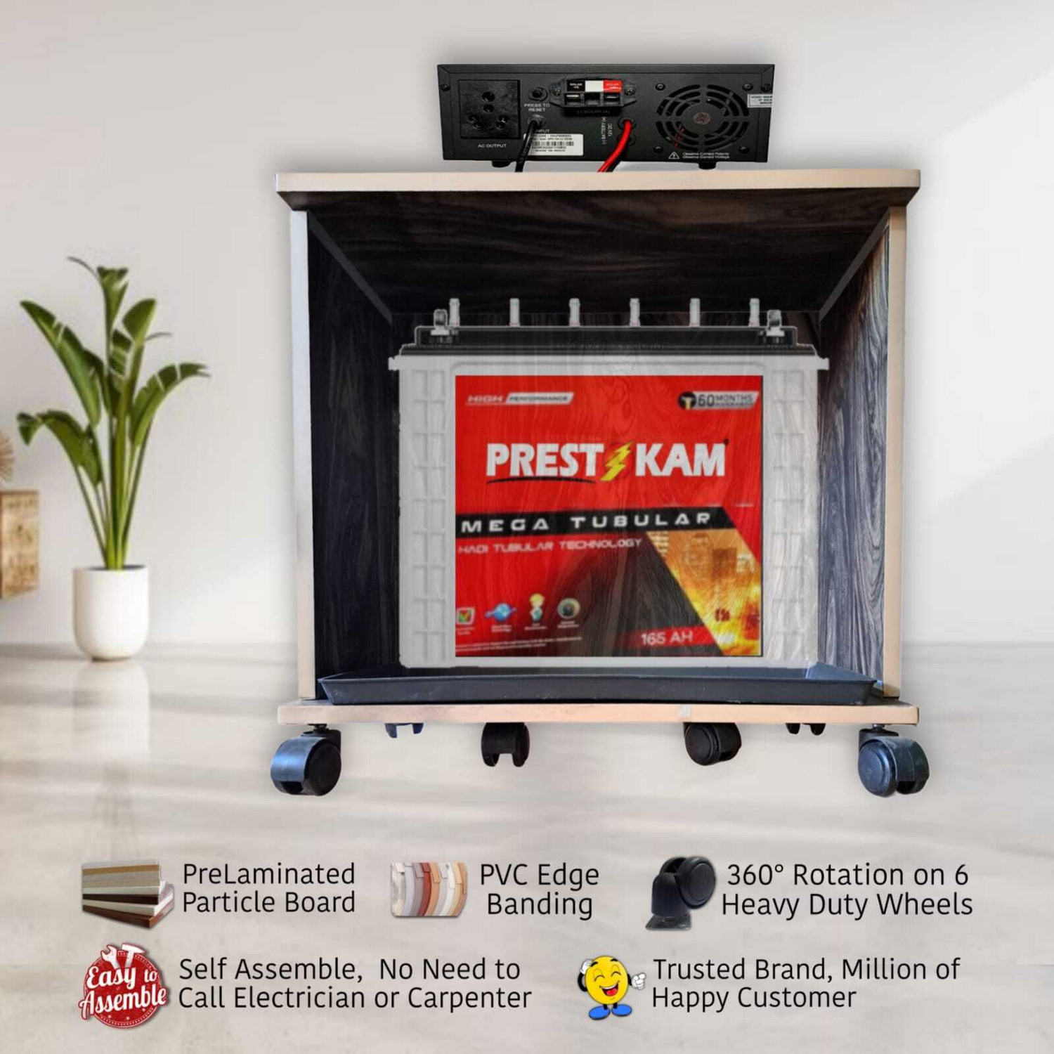 Image of PRESTOKAM Affrican Dark Beach Edge Trolley for Inverter and Battery