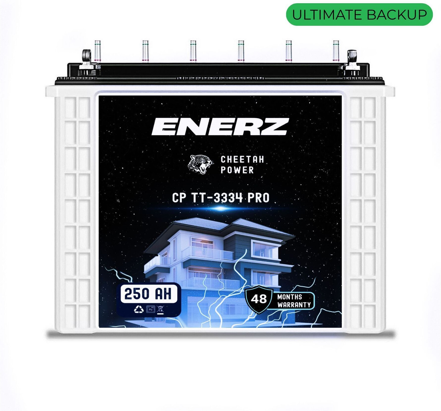 Image of EnerZ | 250AH Tall Tubular C20 Battery | 48 Months Warranty| Best For 250 AH CP TT-3334 PRO Ultimate Backup Pure Sine Wave Inverter