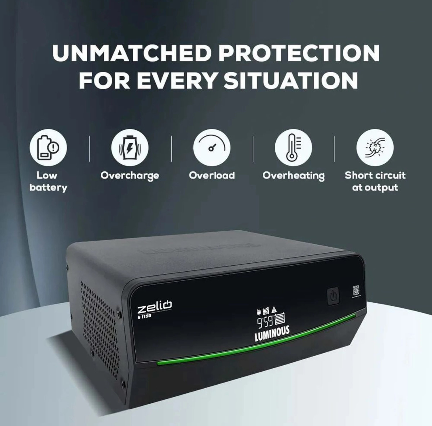 Image of LUMINOUS S 1150 /12V With LCD Display Best inverter For Home And Office Zelio S 1150 Best Inverter with UPS Mode For Home And Office with 36 Months Warranty Pure Sine Wave Inverter