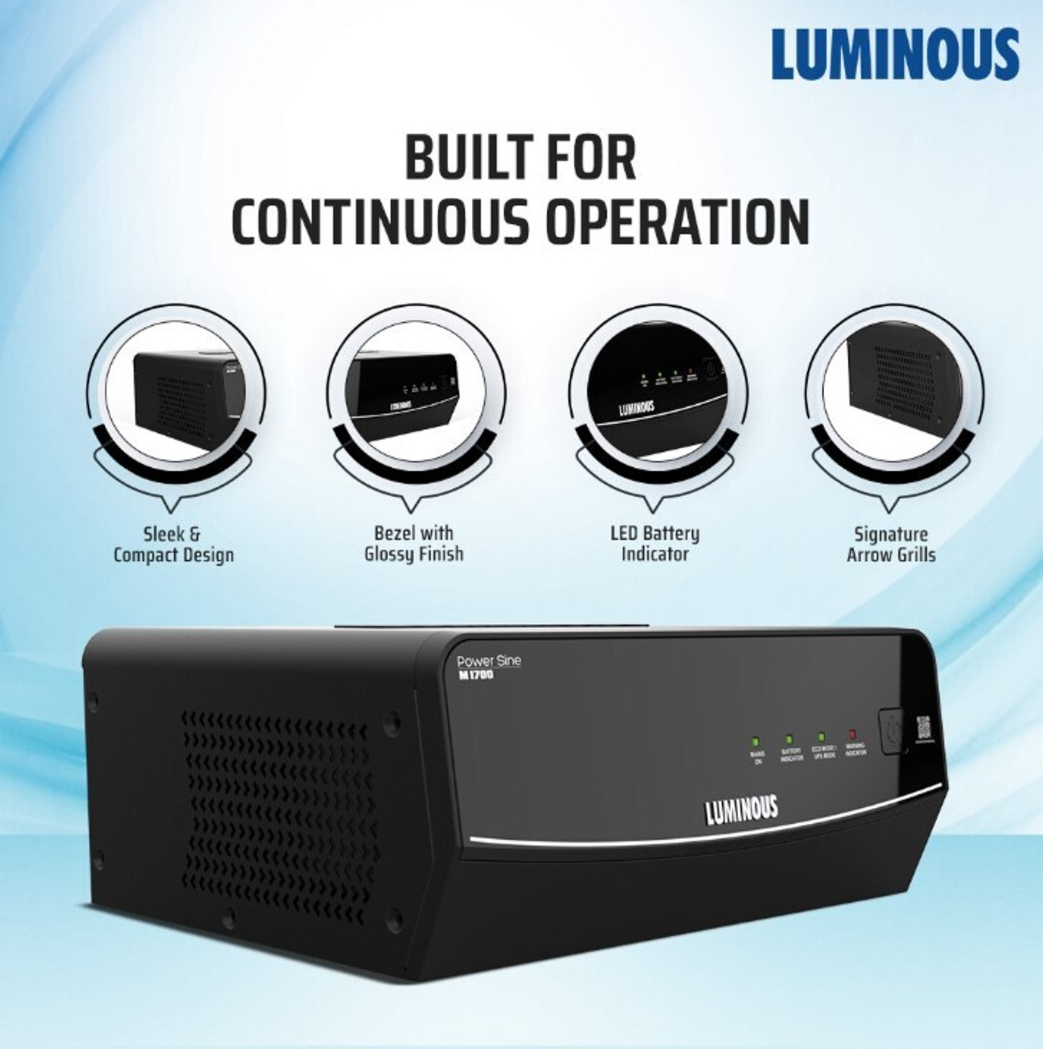 Image of LUMINOUS Power Sine M 1700 with 3 Year Warranty Pure Sine Wave Inverter