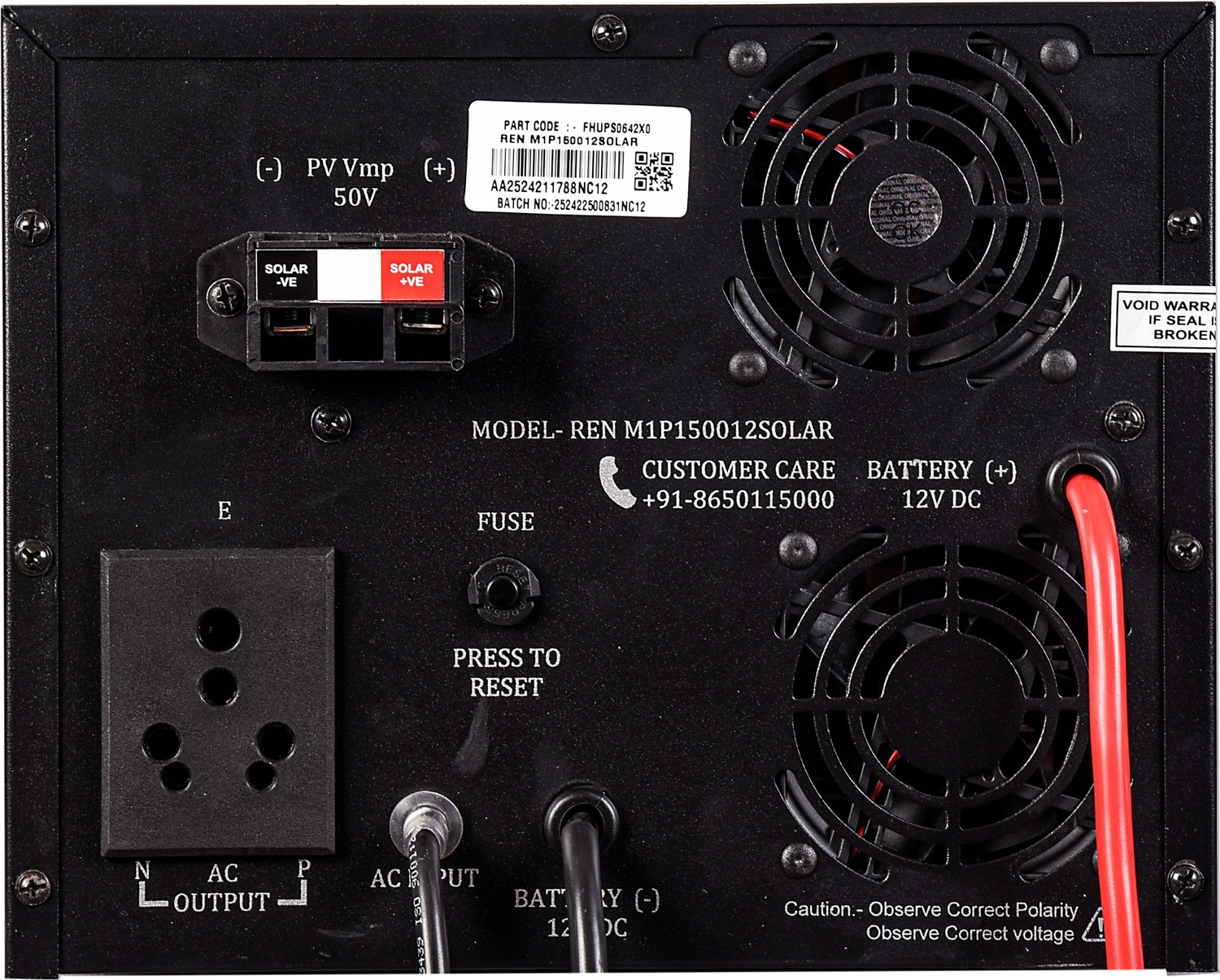 Image of eapro 1500 AI MPPT, 12V Single Battery Support, 1200W Solar Panel Support REN M1P150012SOLAR with 30 Months Warranty Solar Compatible Pure Sine Wave Inverter